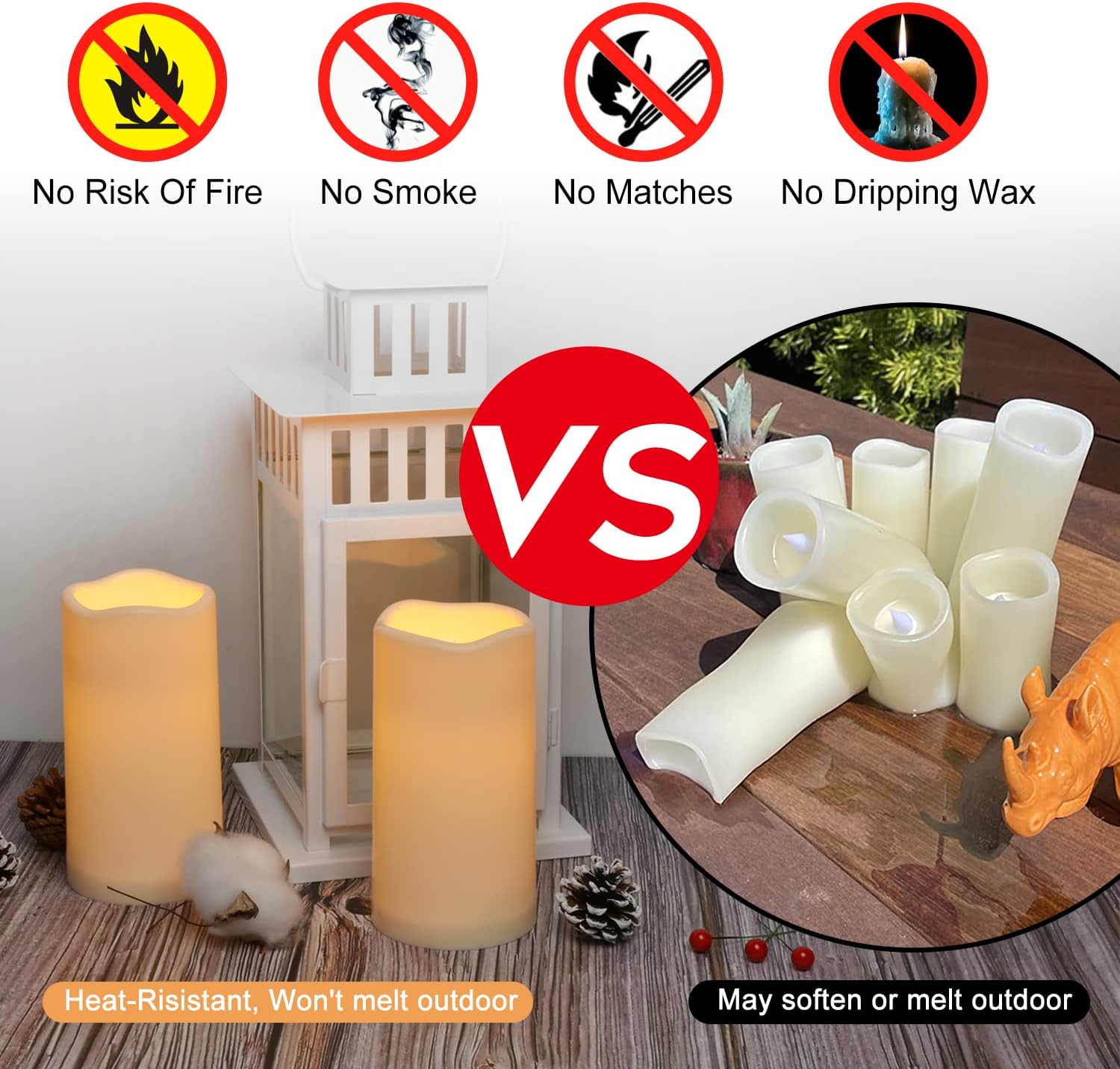 wemarry Waterproof Flameless Candles with Remote, Outdoor Indoor Battery Operated Candles(D3 x H 6"),12Pcs Led Fake