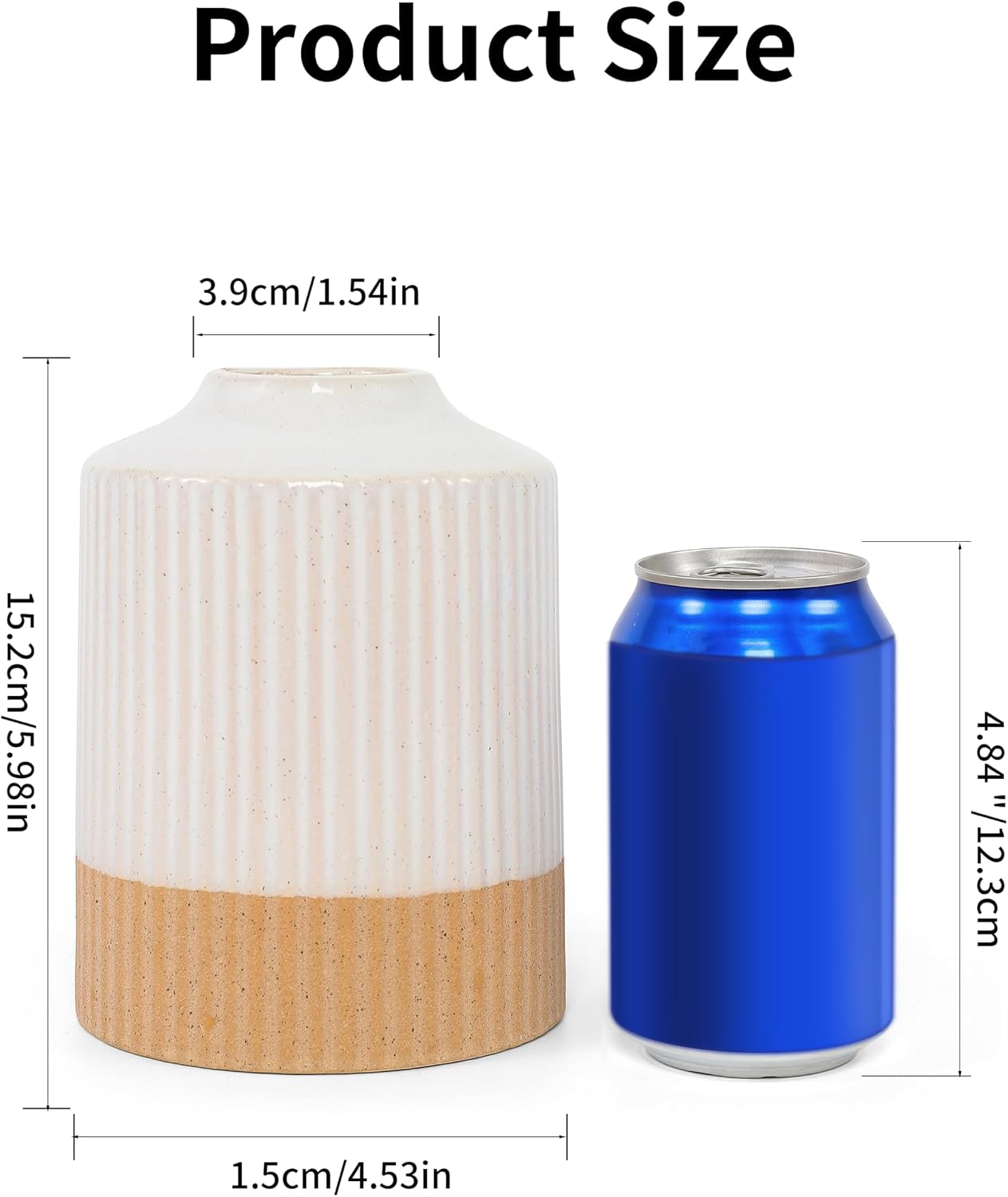 Boho Ceramic Vase / White / 5.9 Inch / Set of 2