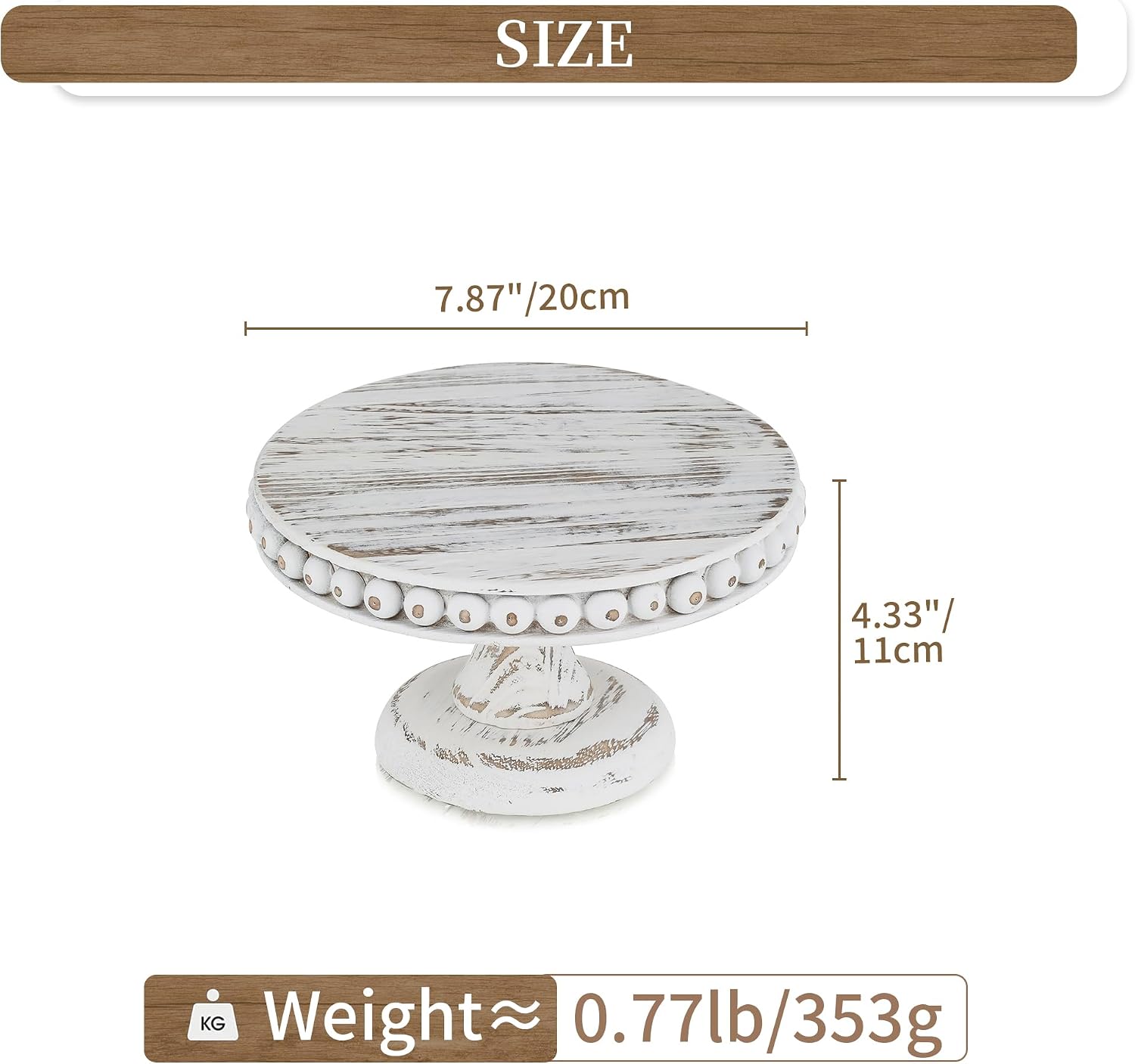 Small Wood Cake Stand / White-7.87 / 8 Inch
