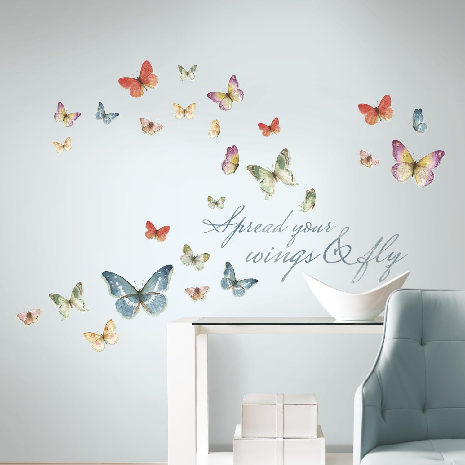 RMK3263SCS Lisa Audit Butterfly Quote Peel and Stick Wall Decals