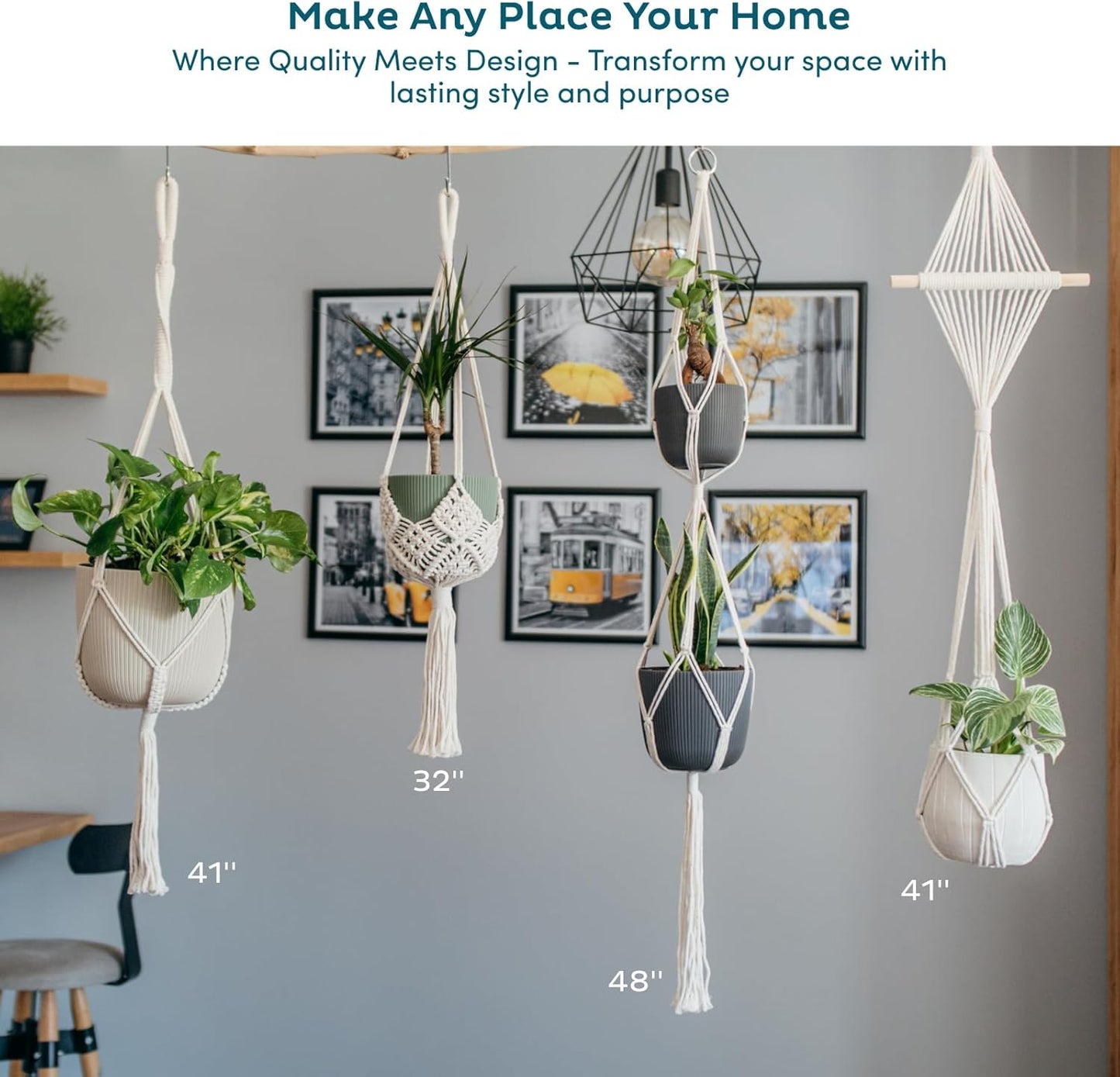 Macrame Plant Hangers / 6-pack Caramel / Set of 6