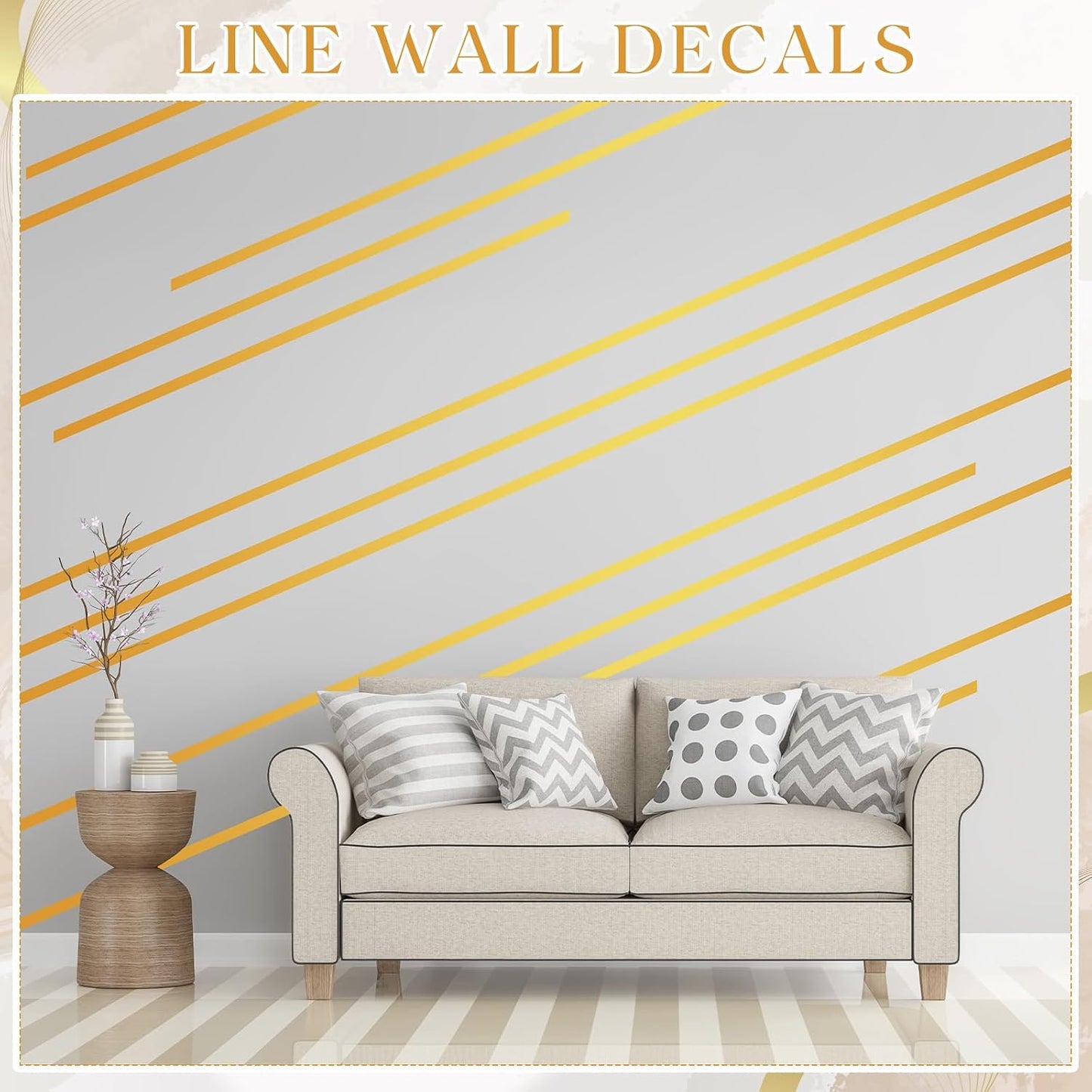 Wall Decals Peel and Stick Tape / Gold / 70.8 x 1.2 / Set of 24