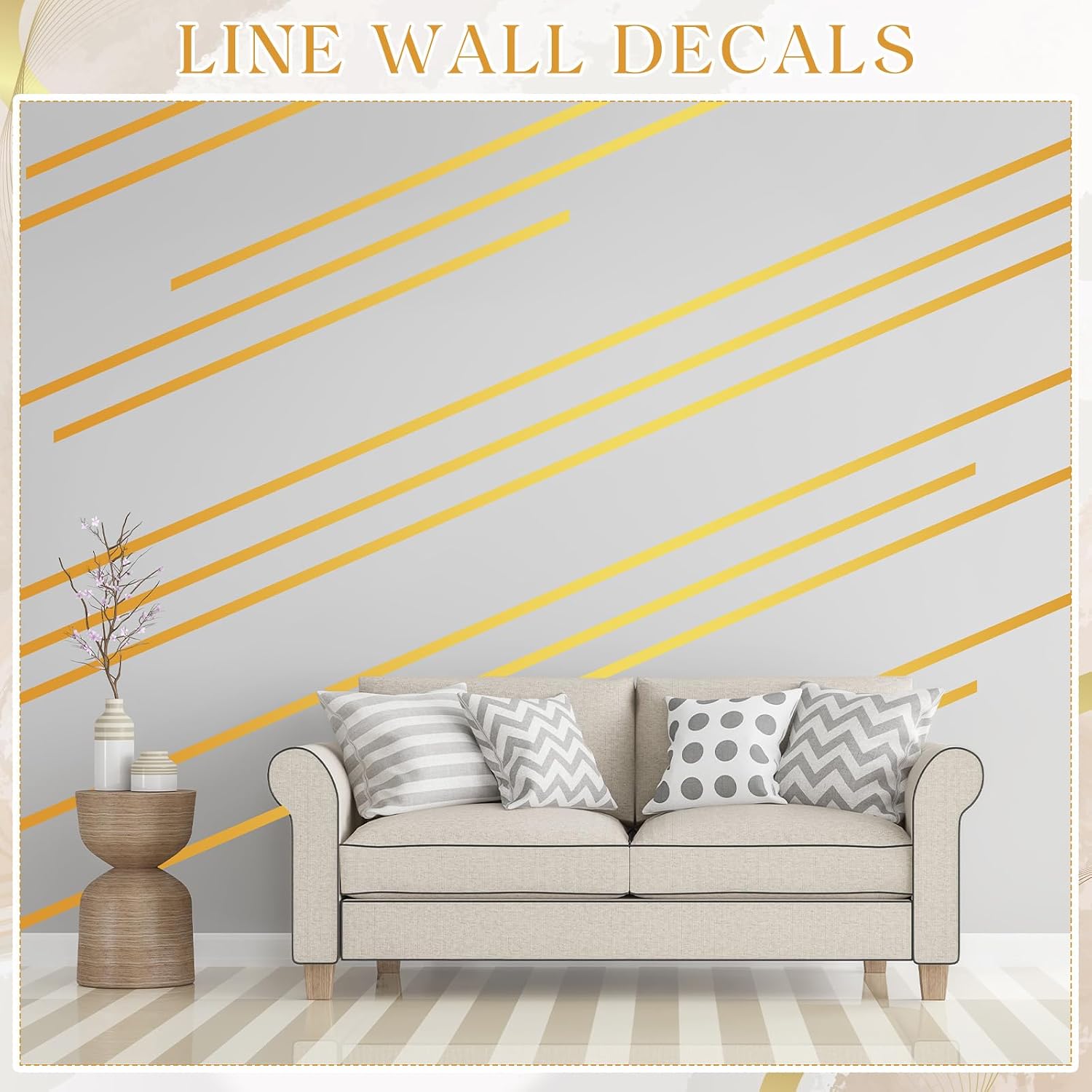 Wall Decals Peel and Stick Tape / Gold / 70.8 x 1.2 / Set of 24