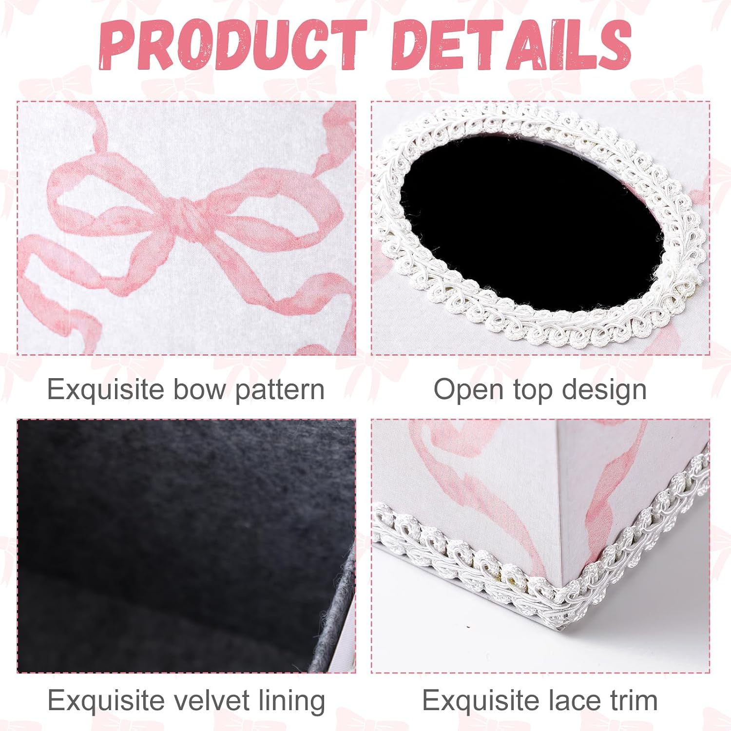 Magnetic Closure Square Cube Box Holder / Pink