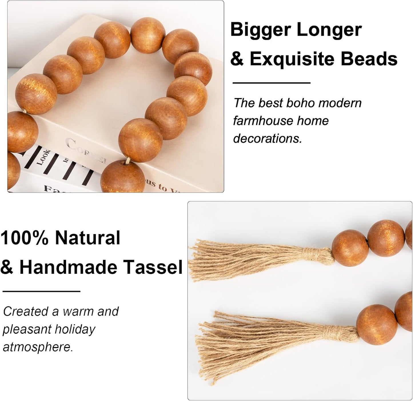 Extra Large Wood Bead Garland Brown / 7 Brown / 41 Inches