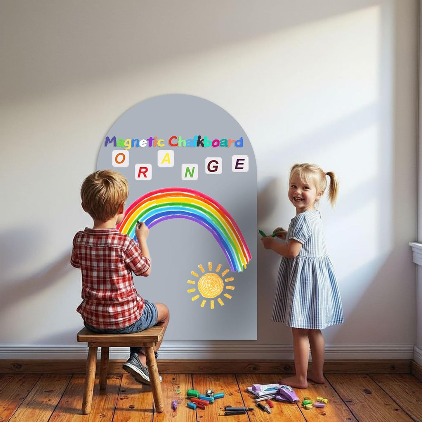 Magnetic Arch Wall Decal for Kids / Grey / 16"W x 24"H / 16 x 24