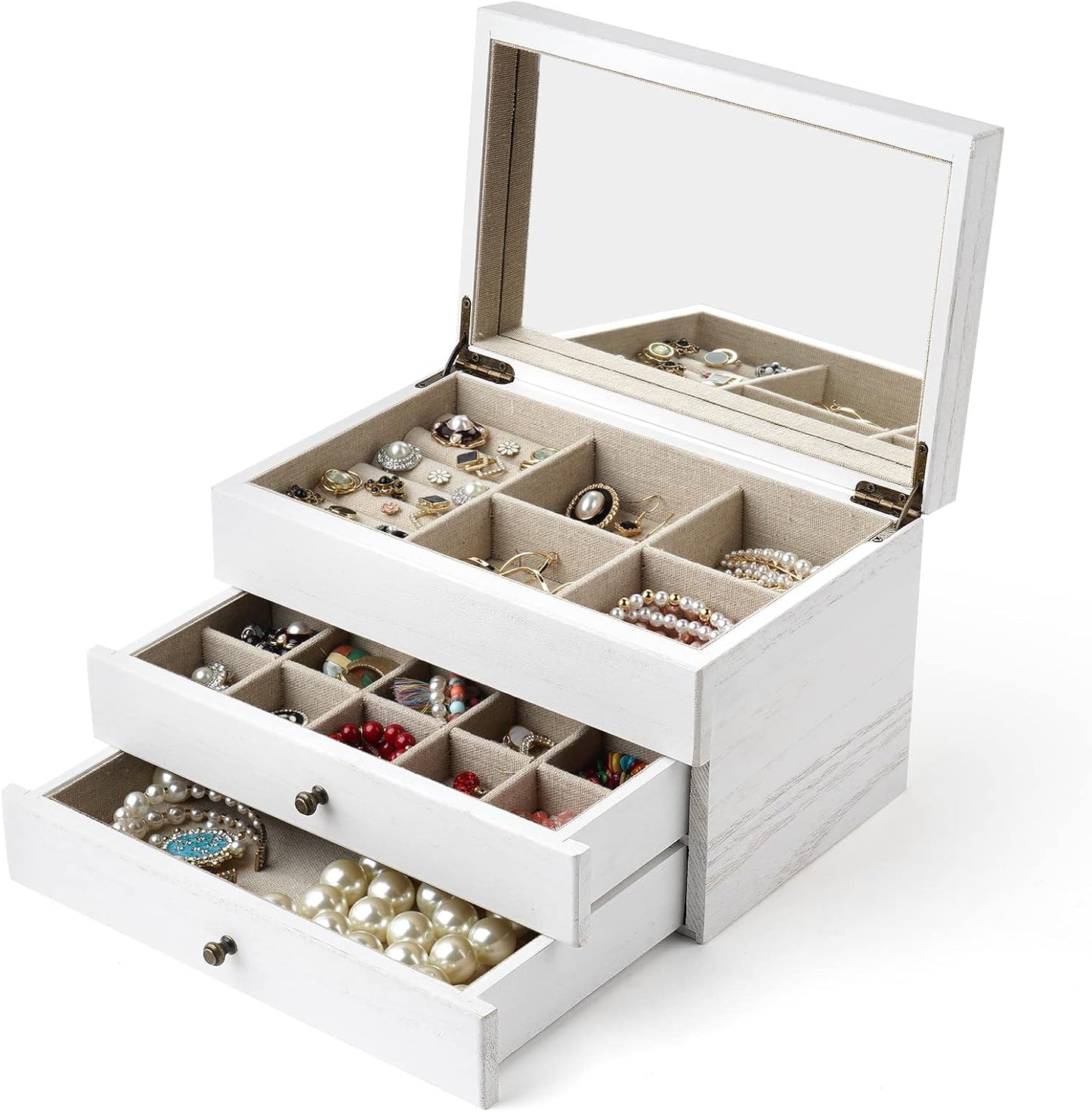 Jewelry Box Organizer for Women / 3 Layer / 3 Layer White