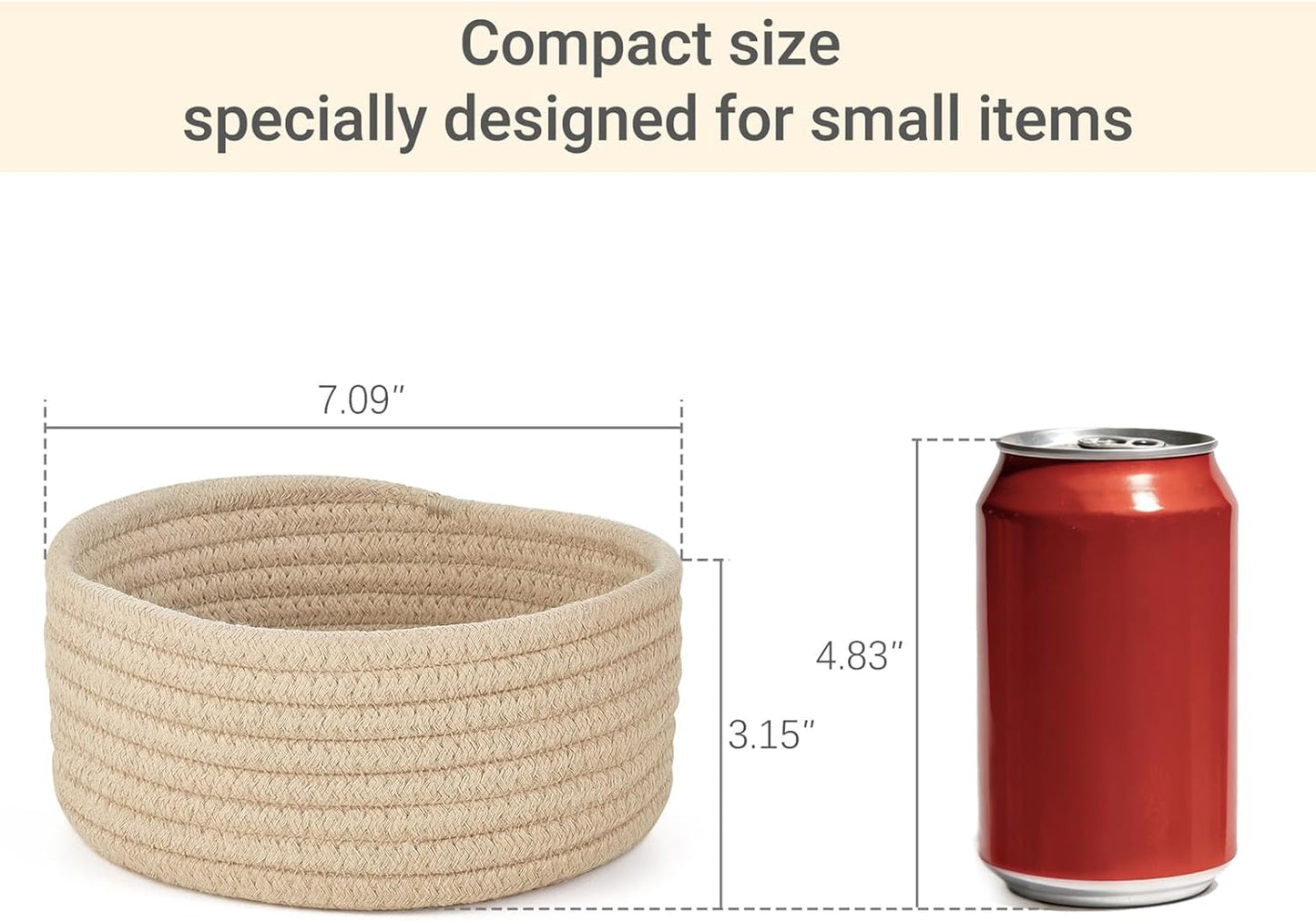 Mini Woven Baskets Set / Beige / 7.09"W x 3.15"H / Set of 4