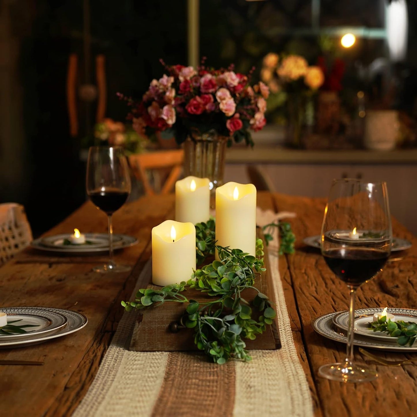 Homemory Flickering Flameless Candles, Realistic LED Candles with Remote and Timer, Real Wax Battery Operated Candles