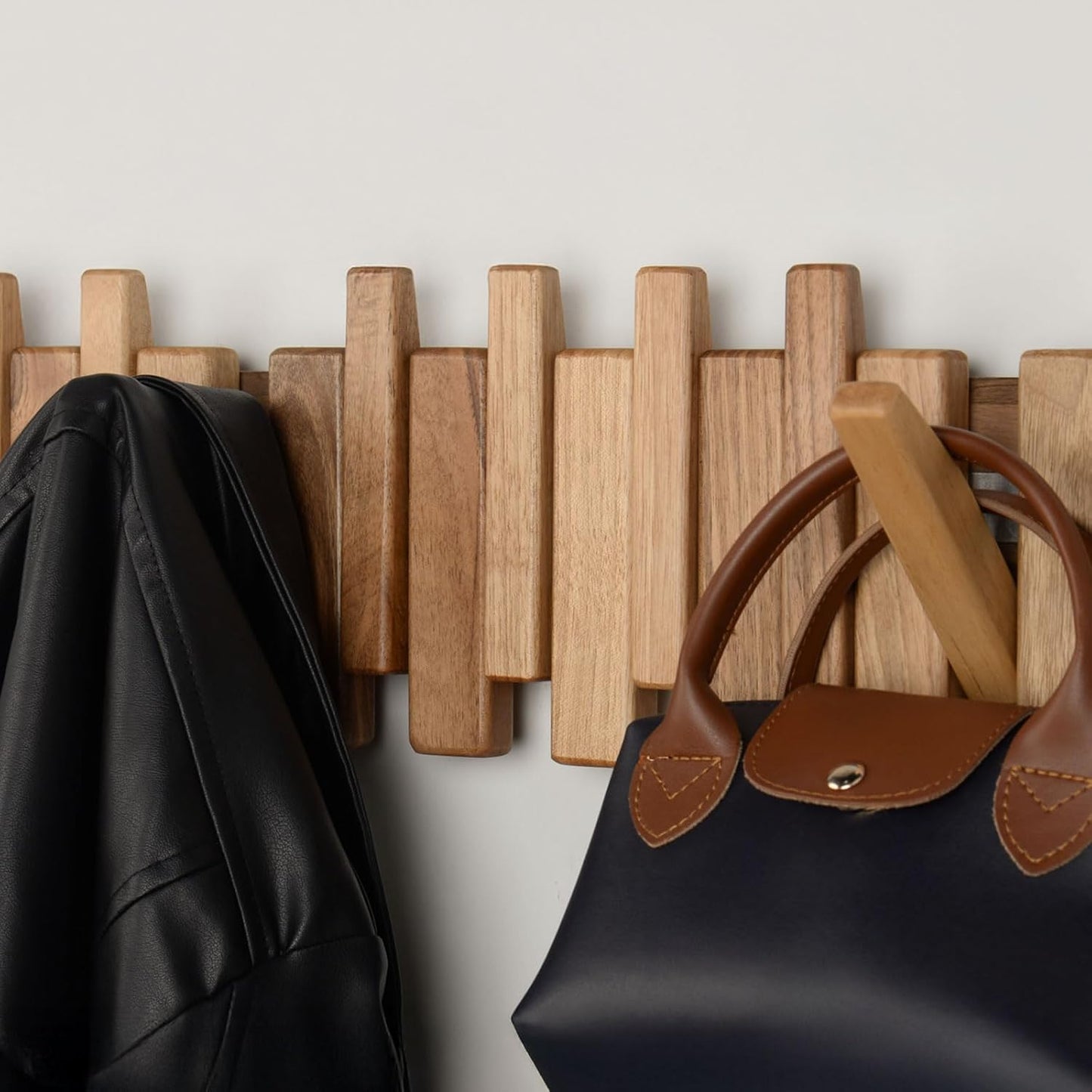 Solid Walnut Piano Key Coat Rack / Walnut-regular-natural / 10 Hooks