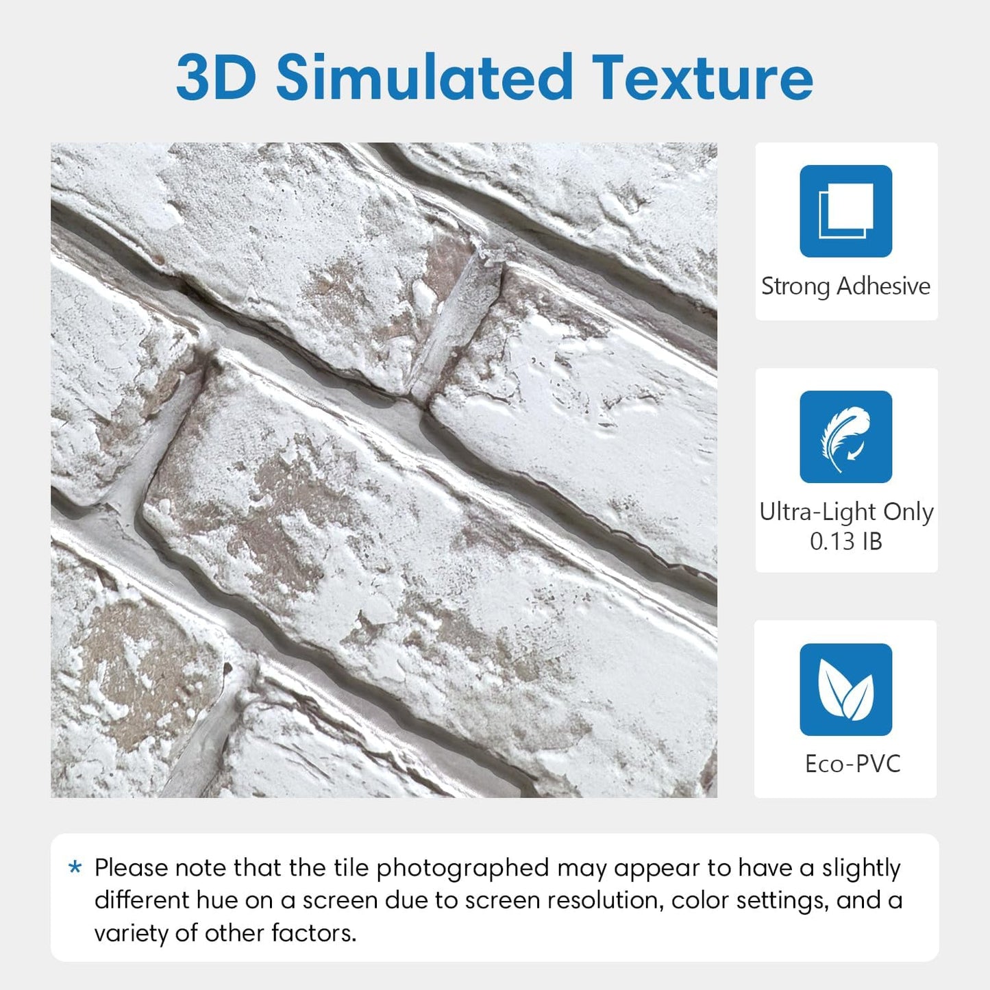 3D Peel and Stick Faux Brick Wall Panels for Quick DIY Wall Decor | Retro Gray White, 10 Pcs 11.8" x 11.8", Not Real