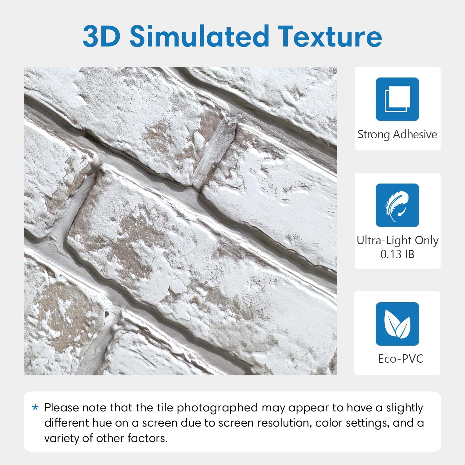 3D Peel and Stick Faux Brick Wall Panels for Quick DIY Wall Decor | Retro Gray White, 10 Pcs 11.8" x 11.8", Not Real