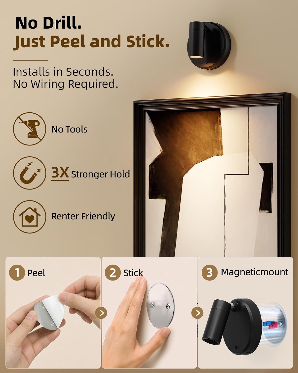 EZVALO Indoor Spotlights, Picture Lights for Wall, Uplights | 5500mAh Rechargeable Battery, with Remote, Mini