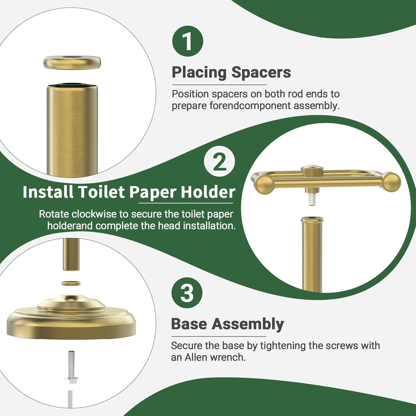 Toilet Paper Holder Stand,Free Standing Toilet Paper Holder,Modern Post Pivoting Toilet Paper Stand with Stable