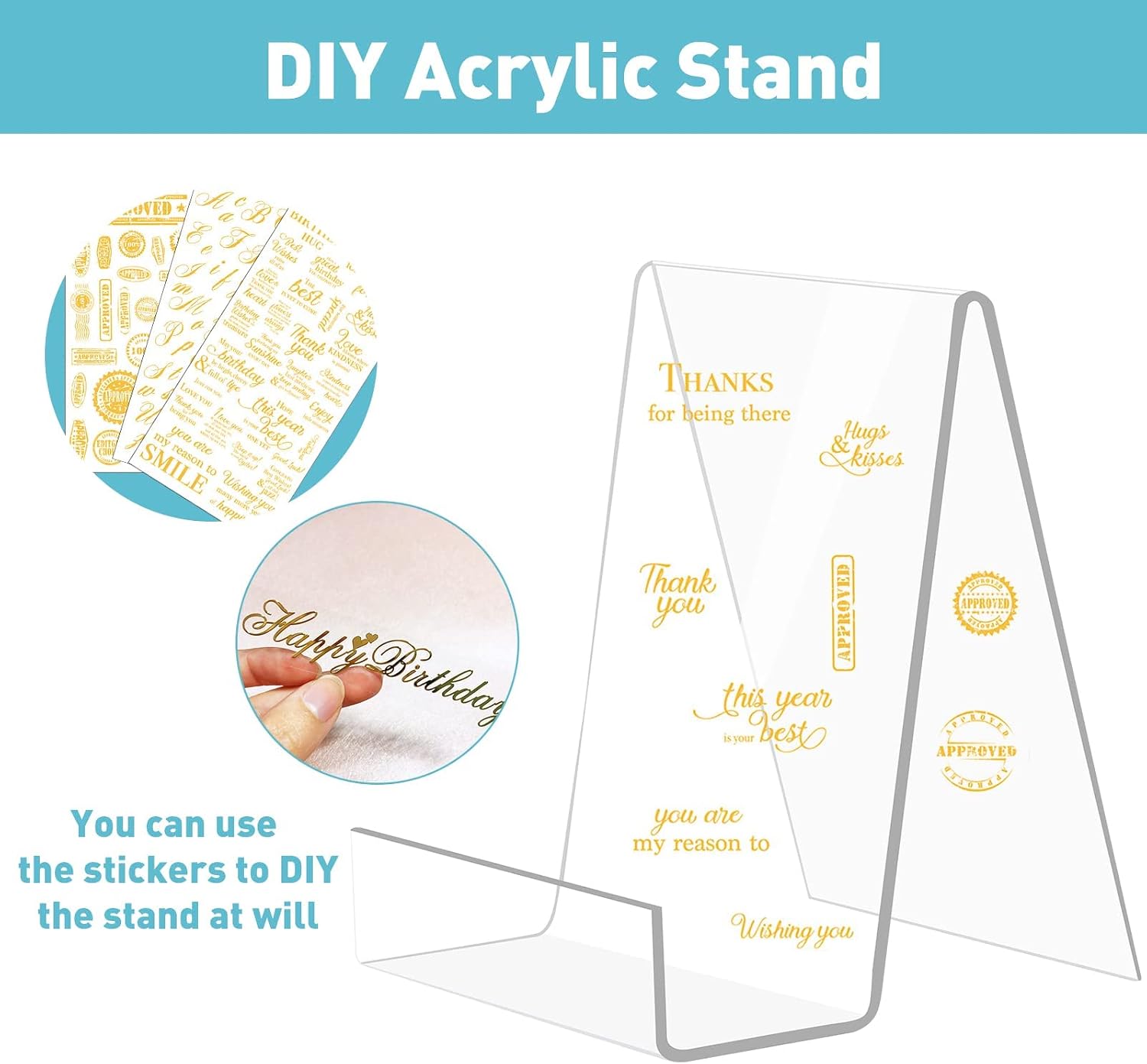 Acrylic Book Stand Thickened Clear Book Display / Clear 2mm/thick / 6 Large+4 Small / Set of 10