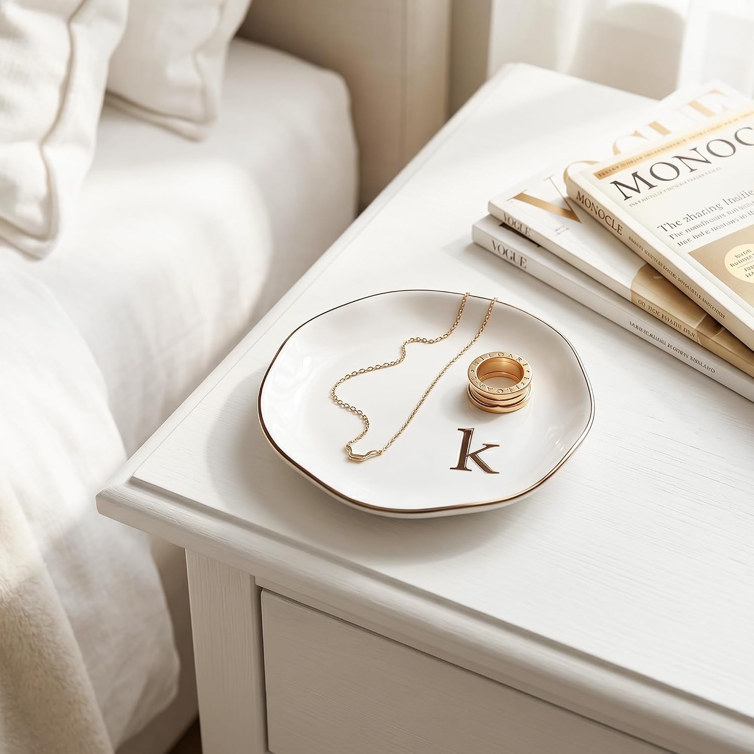 Ceramic Jewelry Tray / K / White