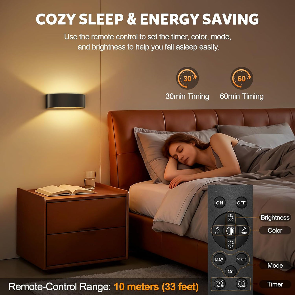 Motion Sensor Wall Sconces Set of 2, Rechargeable 5000mAh Battery Operated Wall Light with Remote Control, 15 RGB and 3
