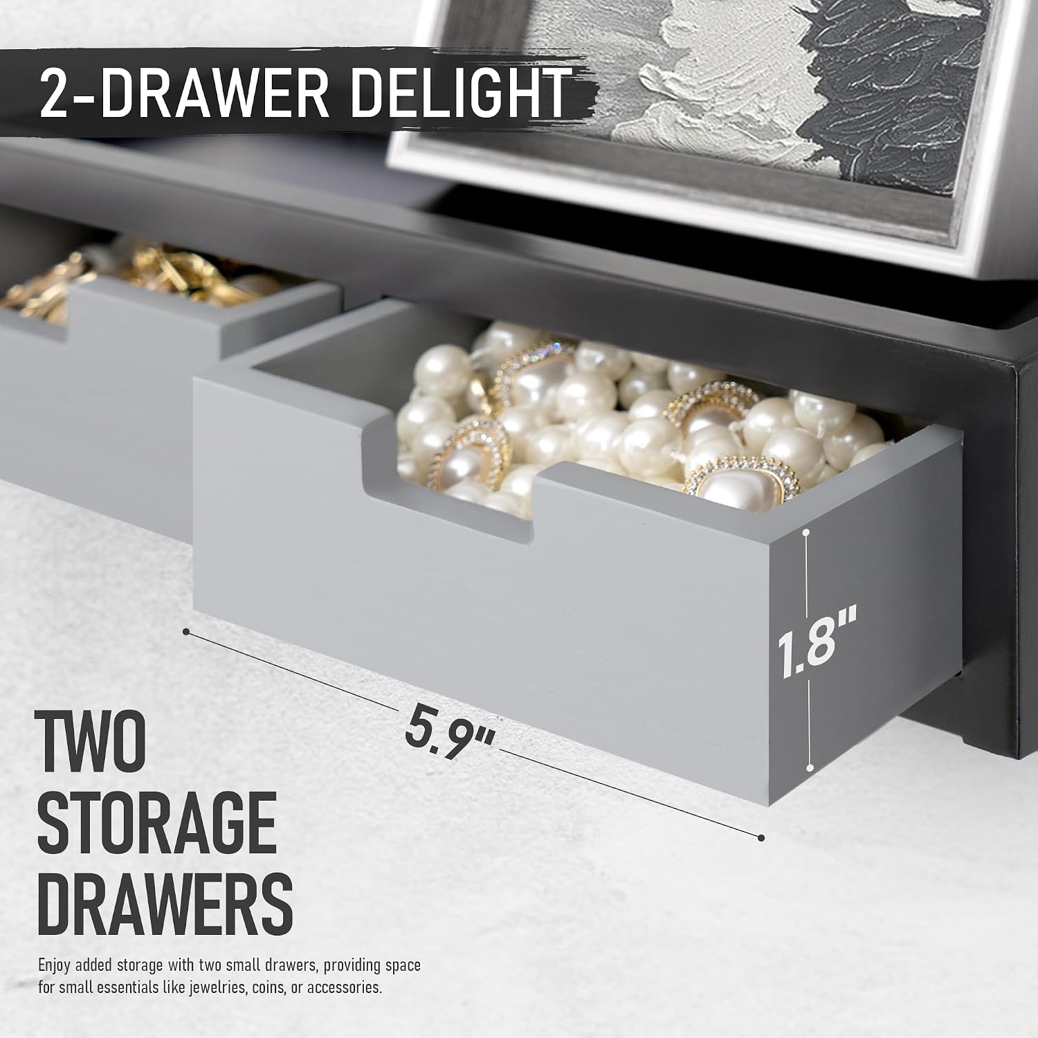 6 Key Hooks / Black & Gray / 2-drawer