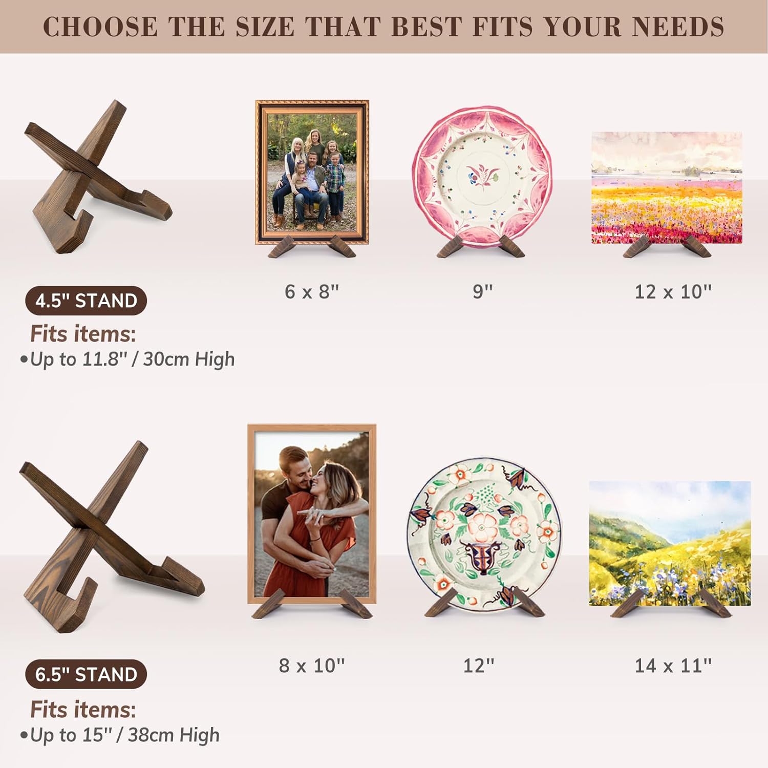 Wooden Picture Frame Stand / 6.5 Inch / Set of 3