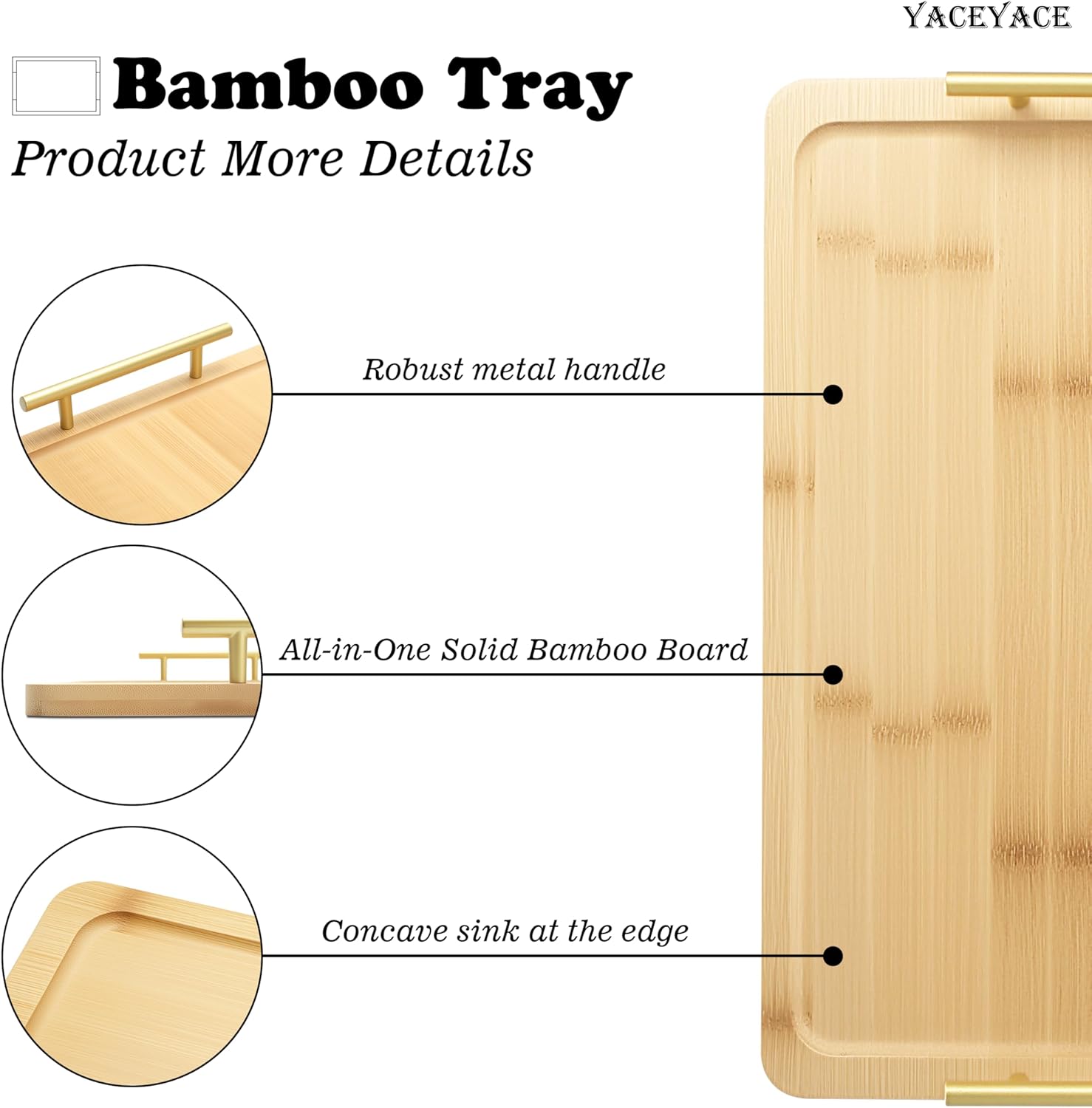 Bamboo Serving Trays / Natural Bamboo / 12 x 7.5 x 1.8