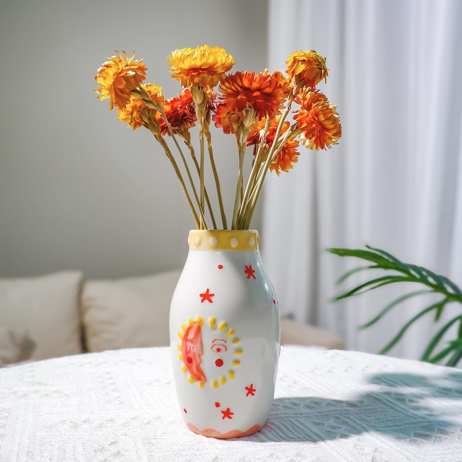 Boho Small Ceramic Bud Vase / Bohemian Vase / Cream