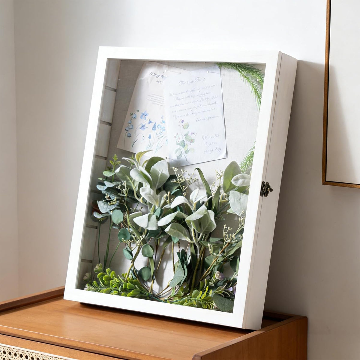 Muzilife 16x20 Shadow Box Wood Picture Frame with Shelves, 2.83 Deep, White | FSC-Certified Solid Pine | Removable
