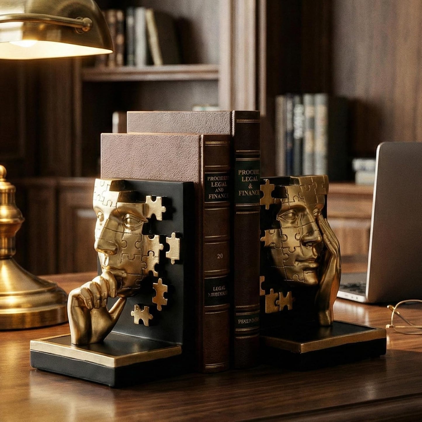 Modern Thinker Bookshelf Decorative Bookends / Gold