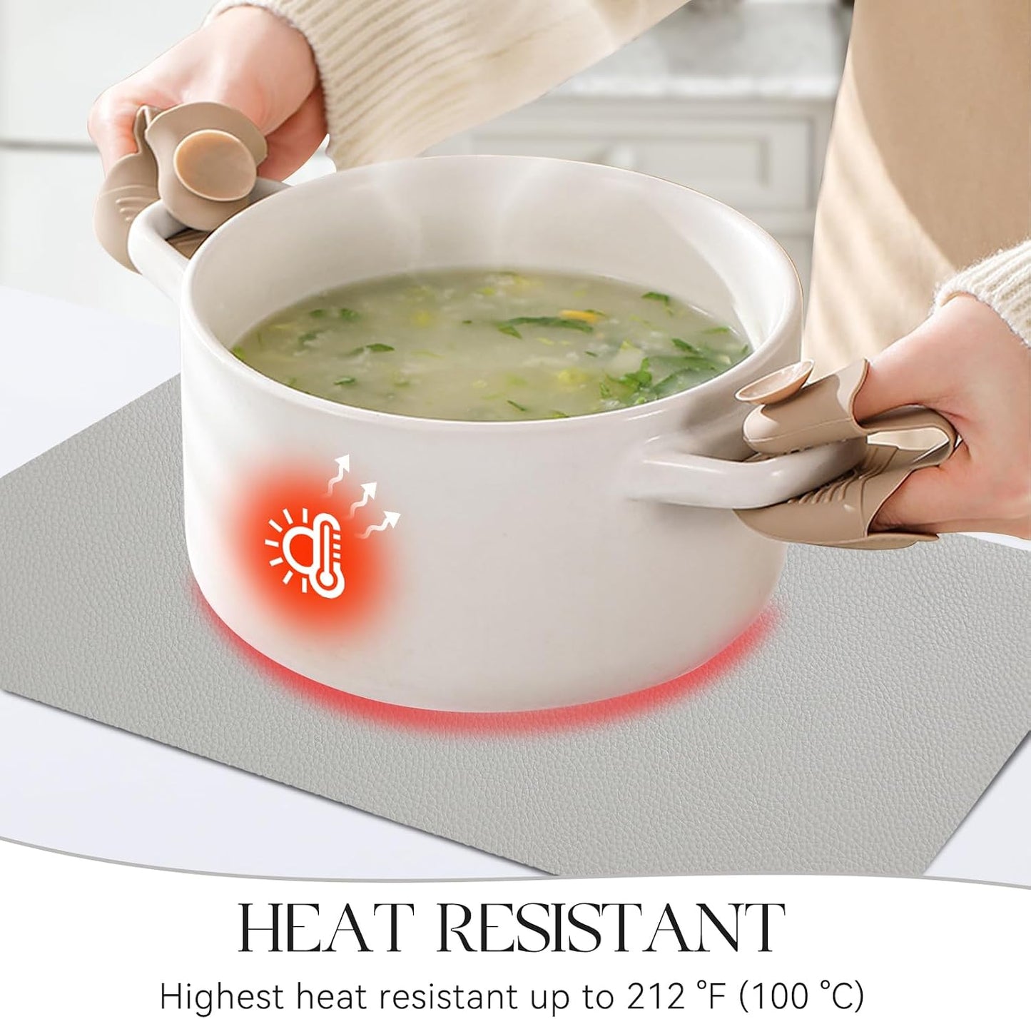 MOSAYT Vinyl Placemats Set of 8, Heat Resistant Place Mats 100% Waterproof Washable & Wipeable Faux Leather Reversible