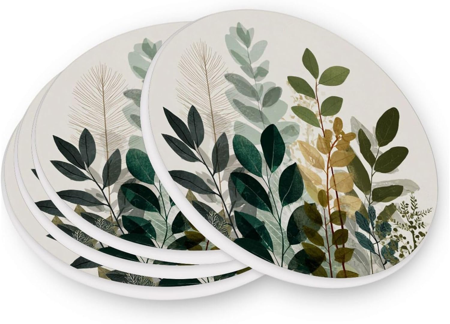 Coasters for Drinks Coaster Drink Set Decorative Coffee Table / Beige Boho Style Leaves28 / 4 Piece
