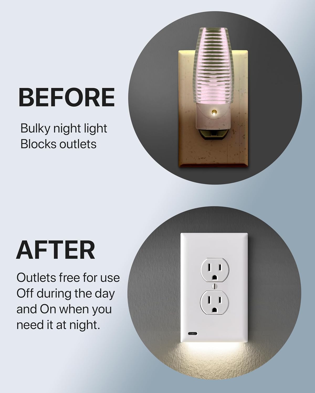 Single - SnapPower GuideLight [for Standard Decor, Not GFCI outlets] - Night Light - Electrical Outlet Wall Plate with