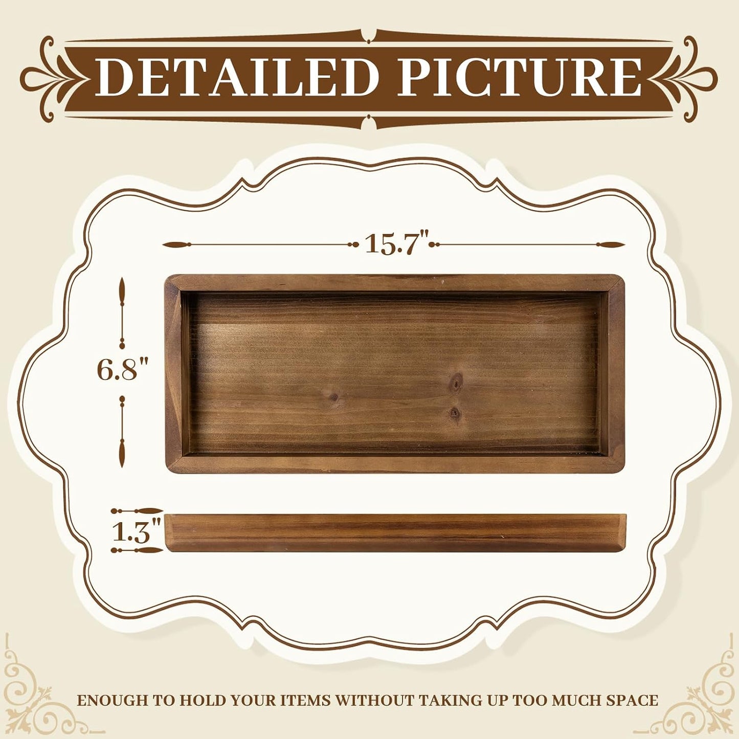 Rectangle Farmhouse Wood Trays / 15.7 x 6.8 x 1.3 / Rustic