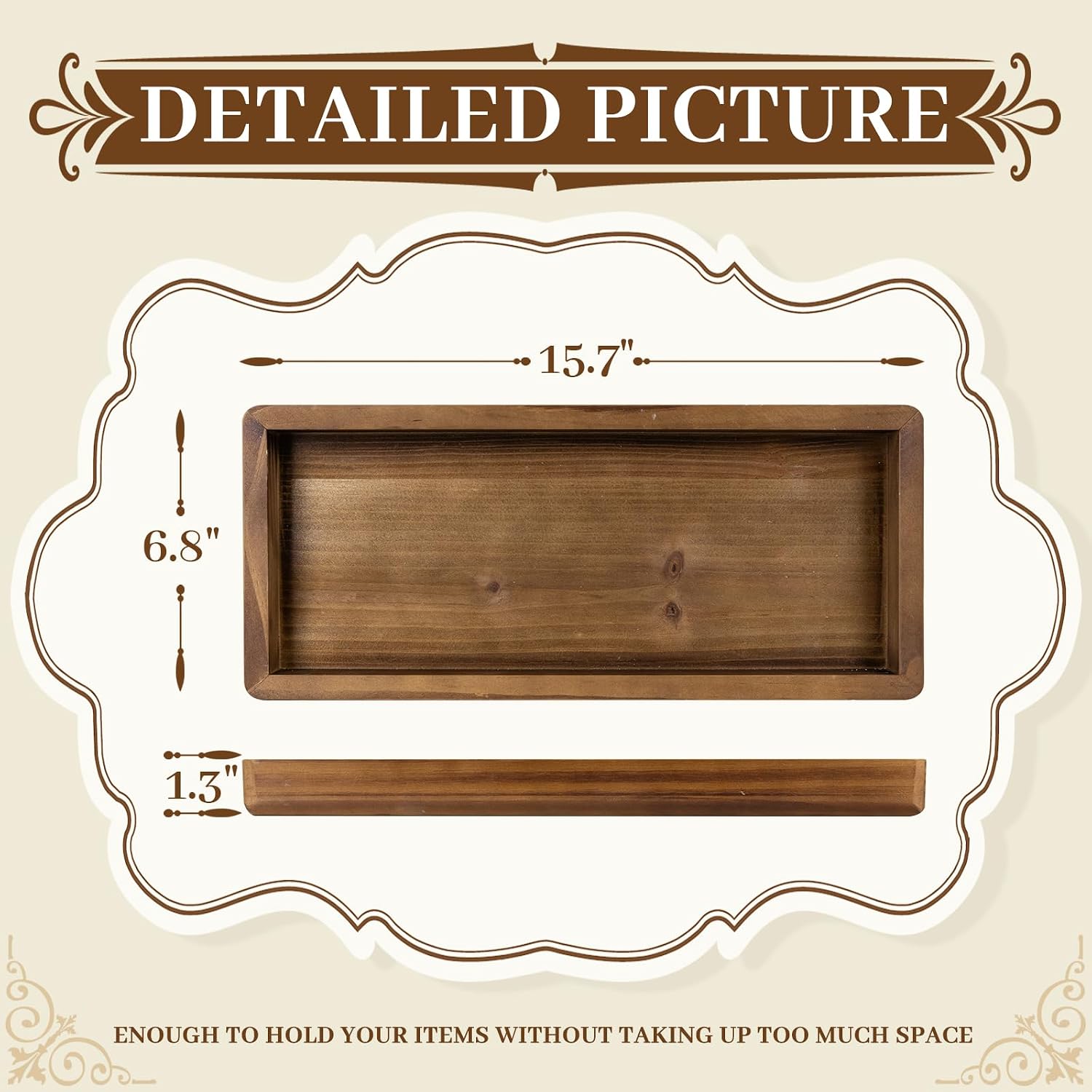 Rectangle Farmhouse Wood Trays / 15.7 x 6.8 x 1.3 / Rustic