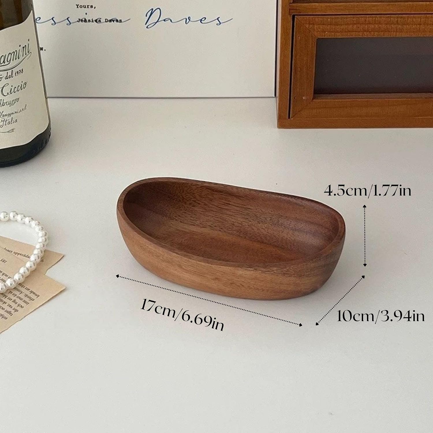 Wooden Bowl for Keys Walnut Wood Catchall Bowl for Entryway Table Rustic Decorative Bowl / Small