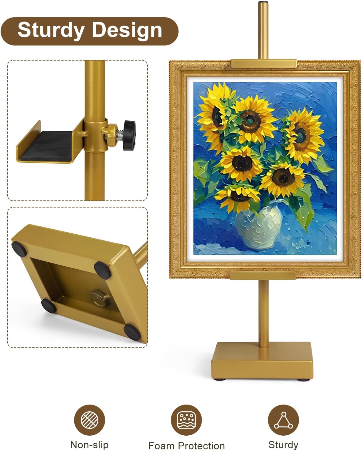 Metal Picture Frame Holder Stand Table / Gold