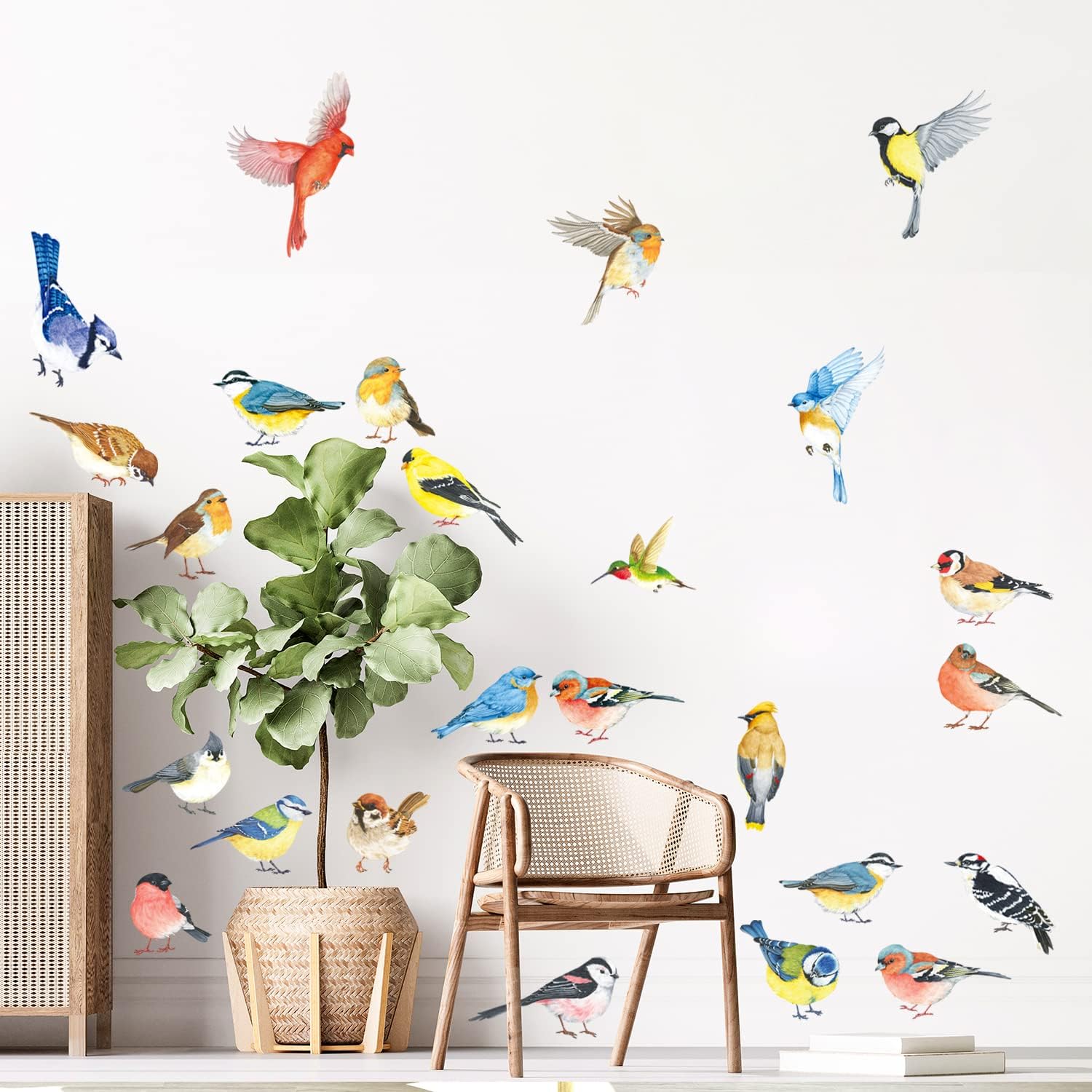 DS4-8063 25 Little Birds Wall Art Decals Stickers Kids Peel and Stick Removable Nursery Bedroom
