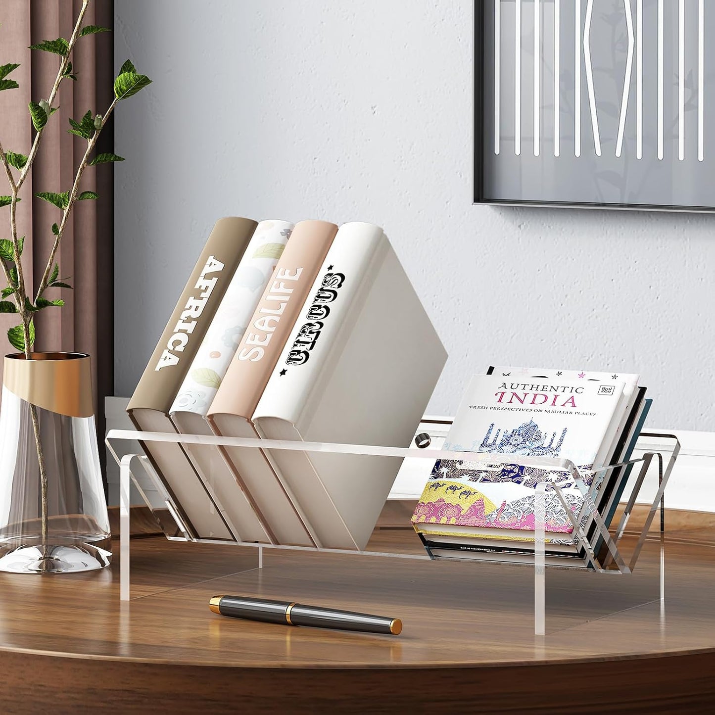 Slanted Transparent Mini Book Storage / Acrylic Bookshelf / Clear