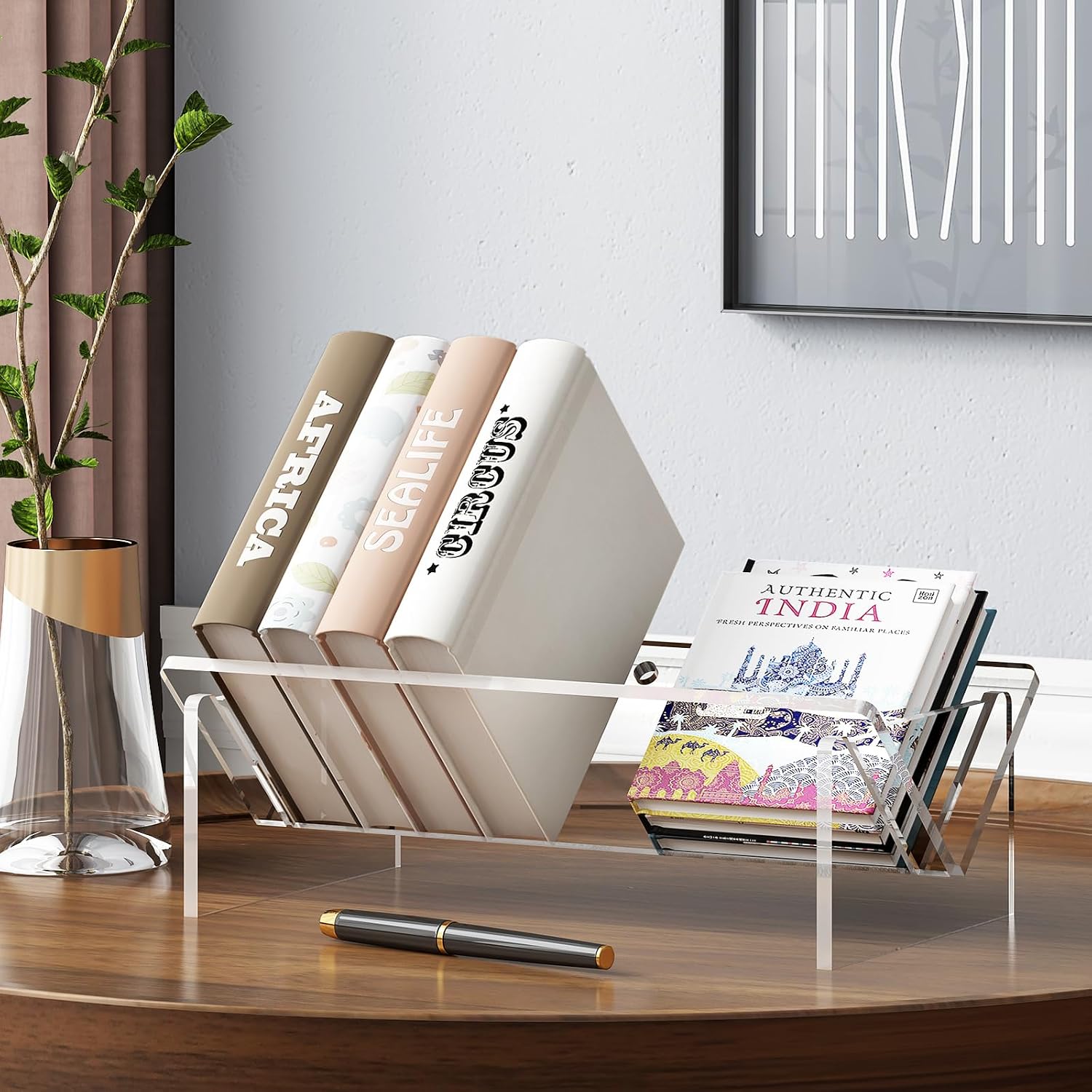 Slanted Transparent Mini Book Storage / Acrylic Bookshelf / Clear