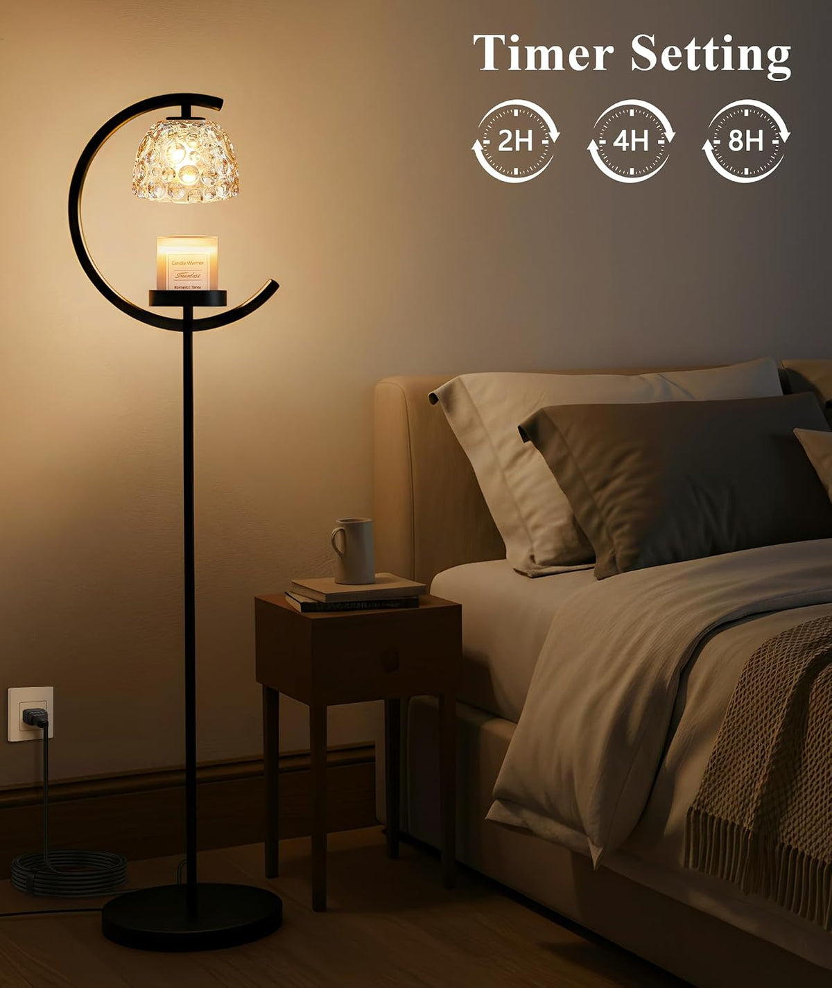 seenlast Candle Warmer Floor Lamp with Timer and Dimmer | Standing Electric Wax Melt Warmer for Home Decor, Living Room