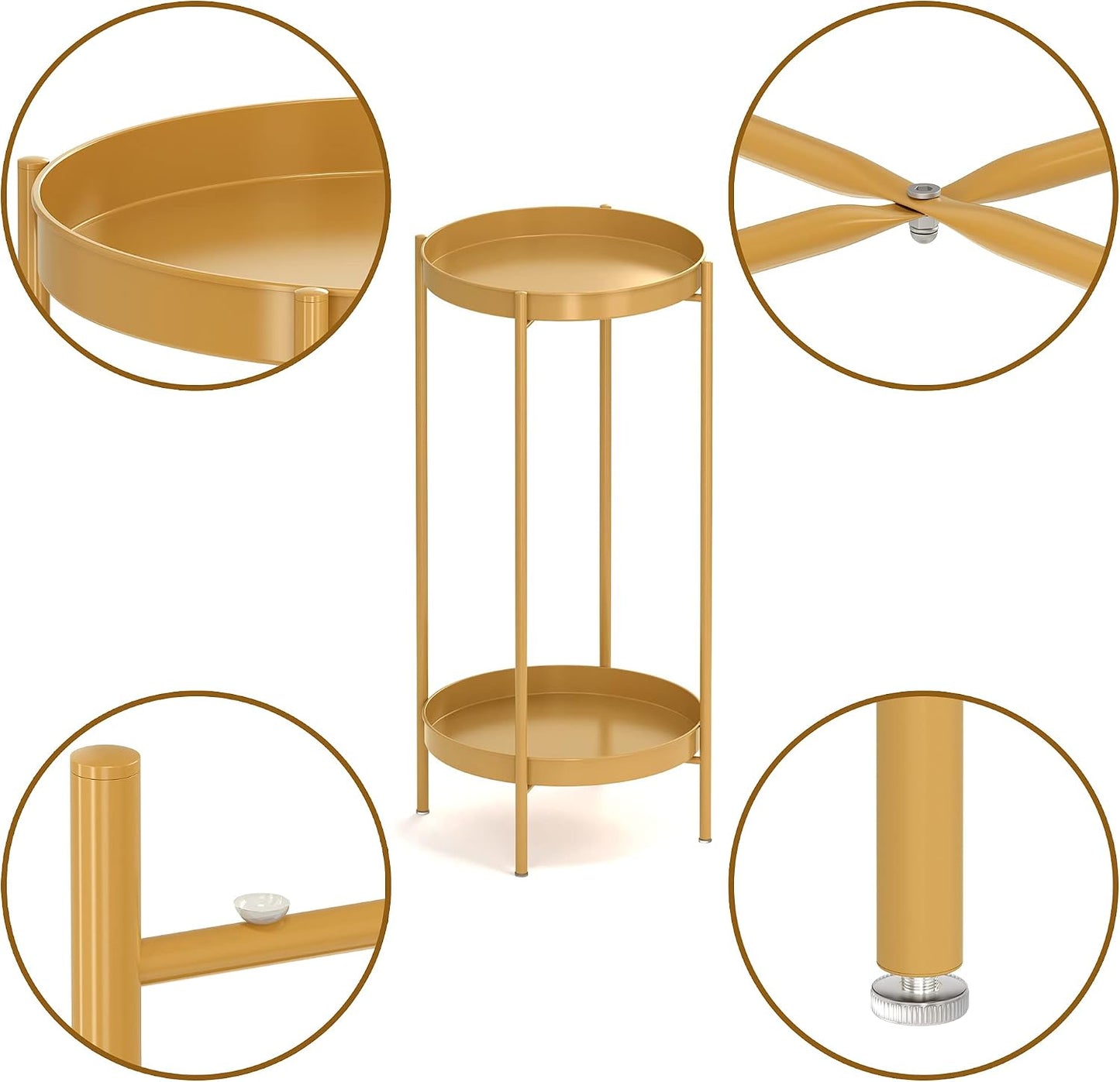 2 Tier Plant Stand Indoor Outdoor - 10.5in Width 24in Tall Flower Pot Rack | Heavy Duty Metal Plant Table Planter