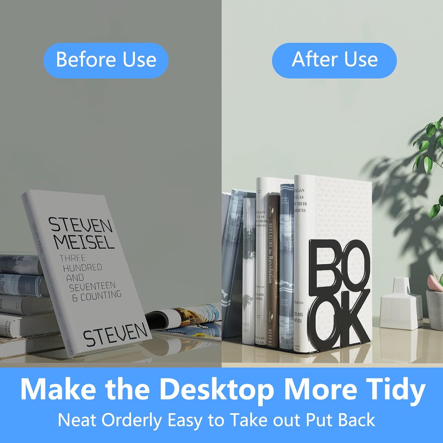 Book Ends / Bookend are Used for Books / Black / 2 Pair