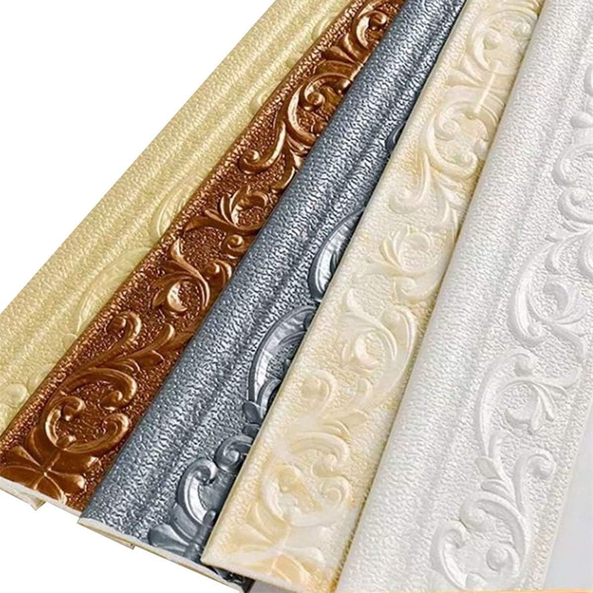 in 3D Floral Molding Peel and Stick Wall Border / Gray / 3 x 90