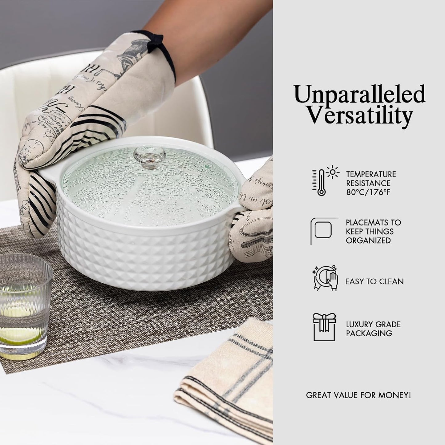 Placemats Set of 12 - Easy Clean Woven Vinyl Placemats for Dining Table, Indoor/Outdoor Place Mats, Washable PVC Table