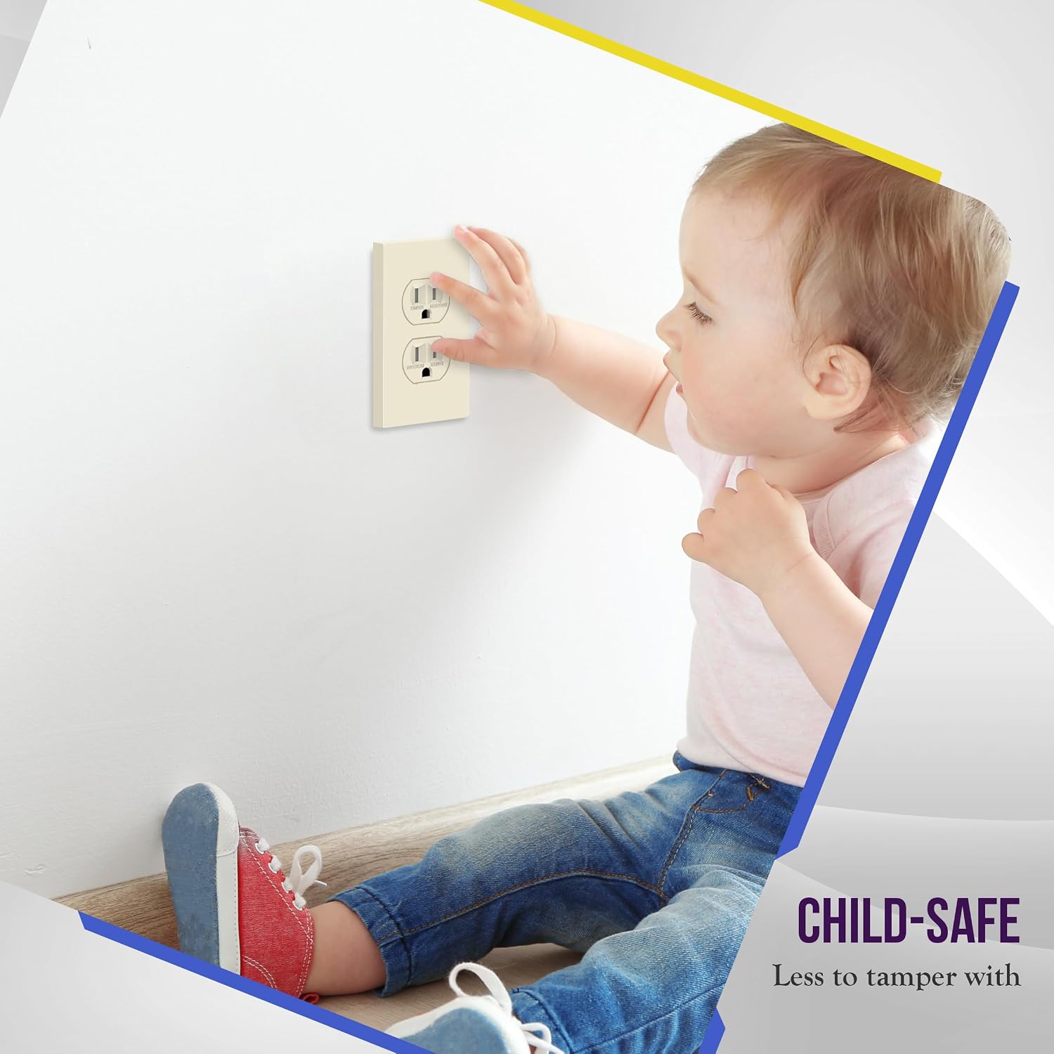 ENERLITES Duplex Outlet Receptacle Cover, Screwless Wall Plate, Standard Size, 1-Gang 4.68" x 2.93", Unbreakable