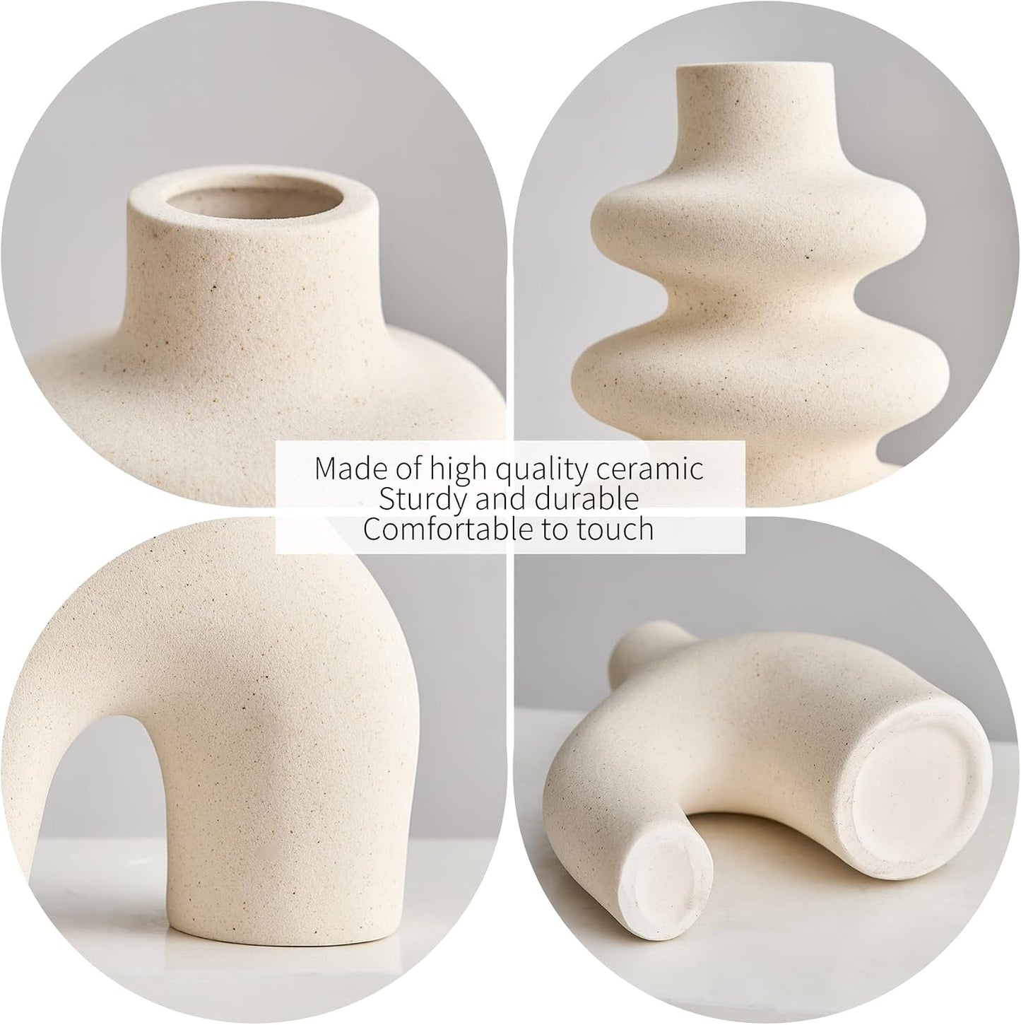 Ceramic Vase / Modern Boho Vases / White / Set of 3