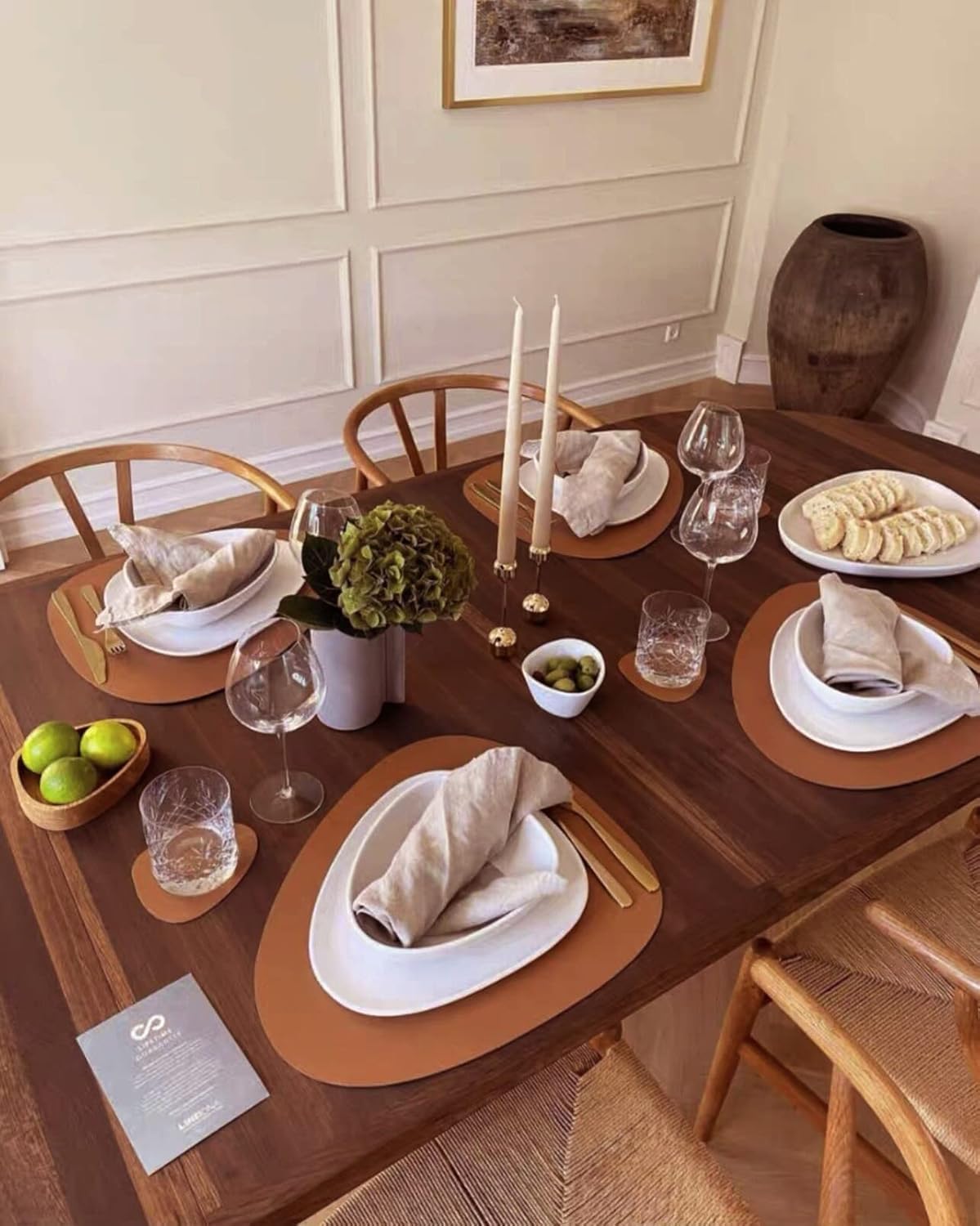 Faux Leather Placemats Set of 8, Wipeable & Washable Table Mats | Waterproof, Heat-Resistant & Easy to Clean Round
