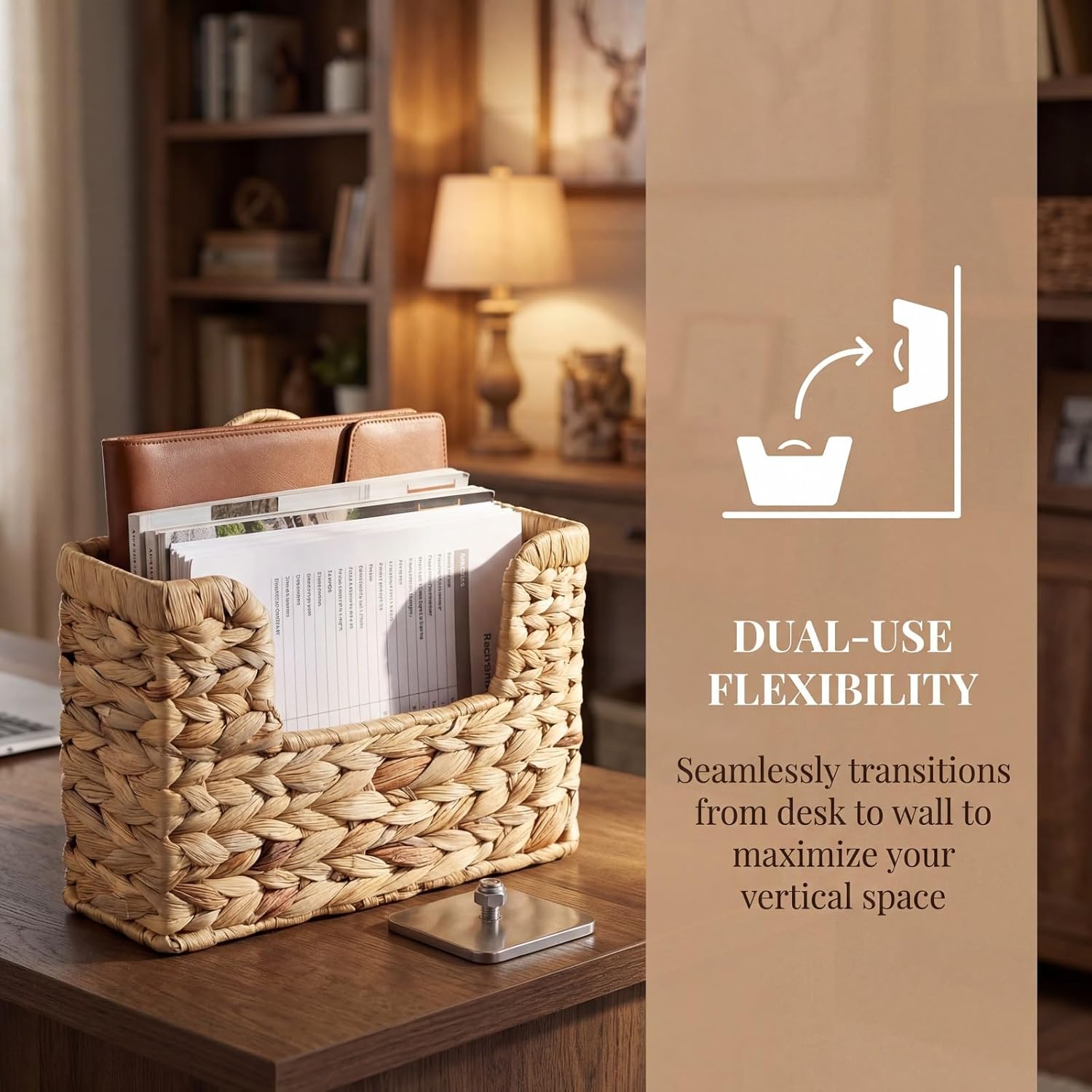 Handwoven Water Hyacinth Wall Basket Storage