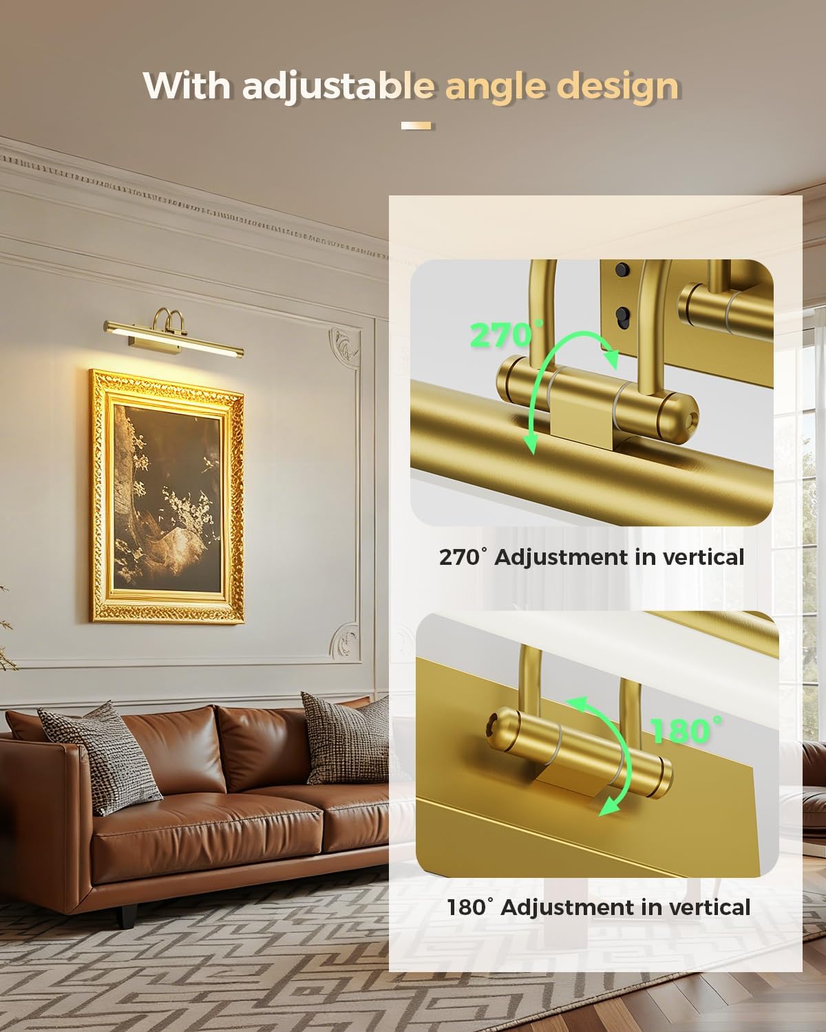 Battery Operated Picture Light with Remote, 15.7″ Wireless Wall Light for Artwork & Frames, Rechargeable LED Gallery