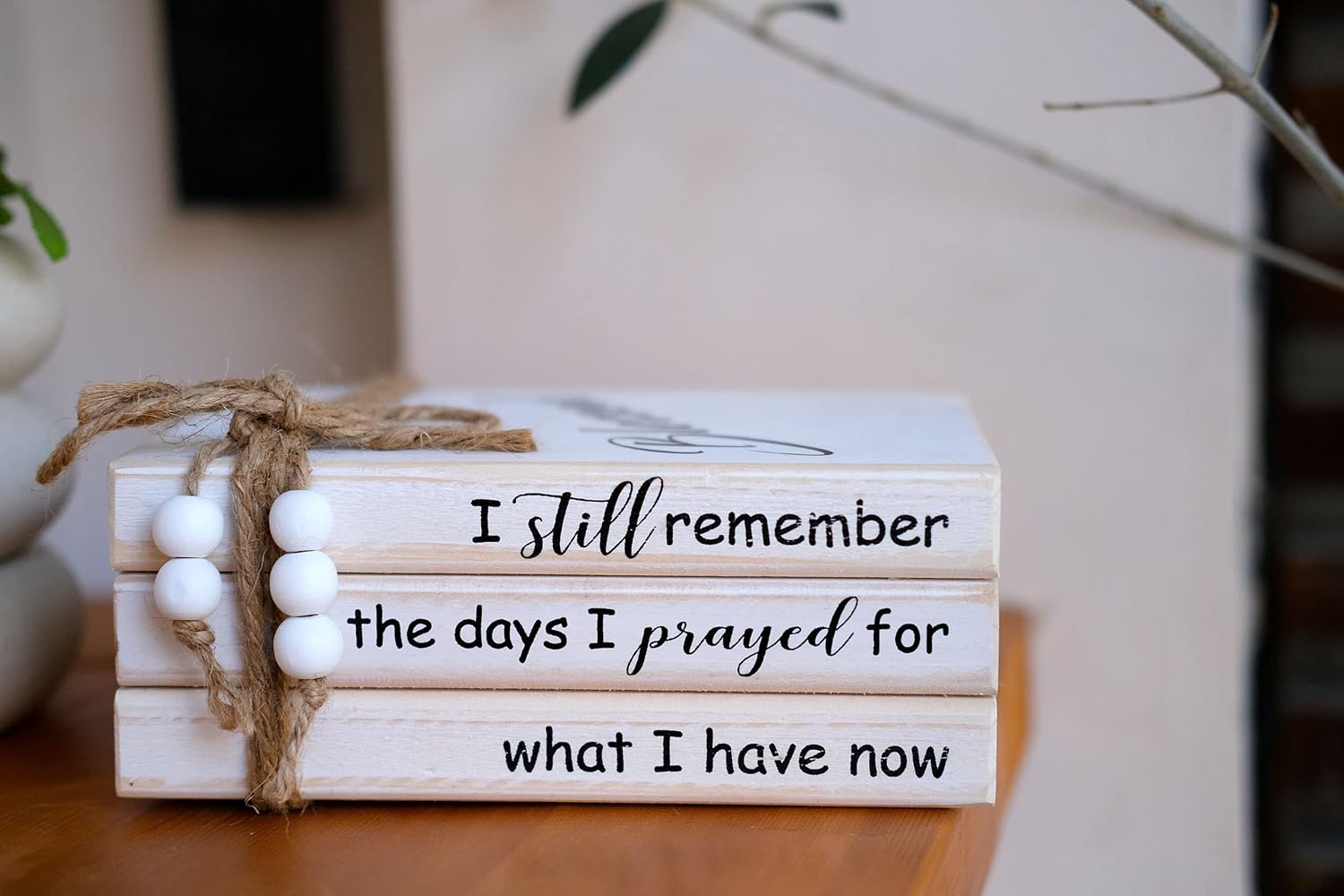 Wooden Decorative Books Stack / Prayed