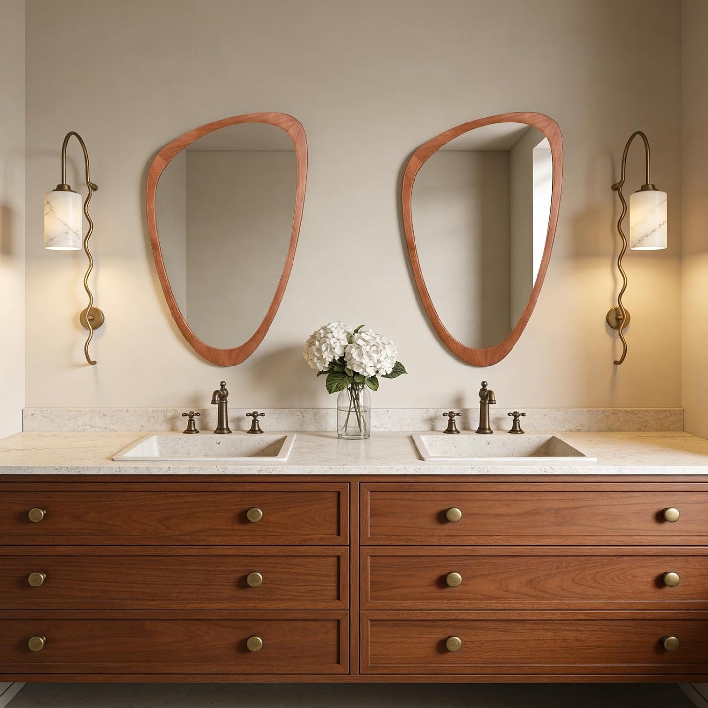 Irregular Wall Mirror / Walnut / 30"L x 19"W