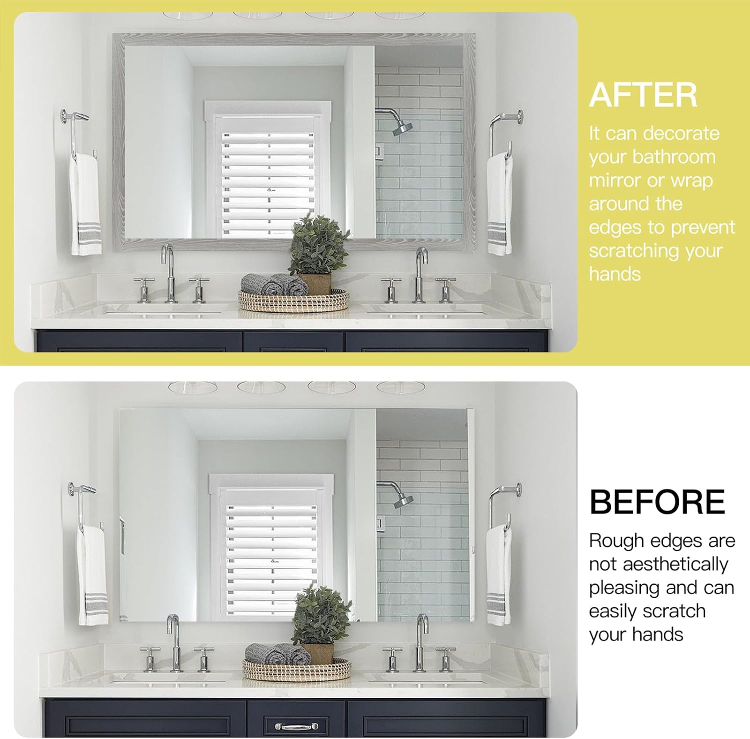 Self Adhesive Waterproof Wallpaper Mirror Frame Tape / Grey Wooden / 3.9 x 393